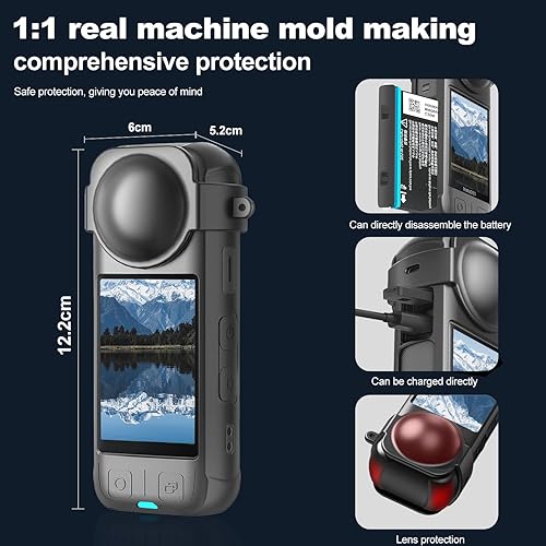 Miniatura 4 de Kit de accesorios para cámara Insta 360 X4 - Protectores de lente, funda de silicona, funda de cámara, protectores de pantalla (negro, unisex)