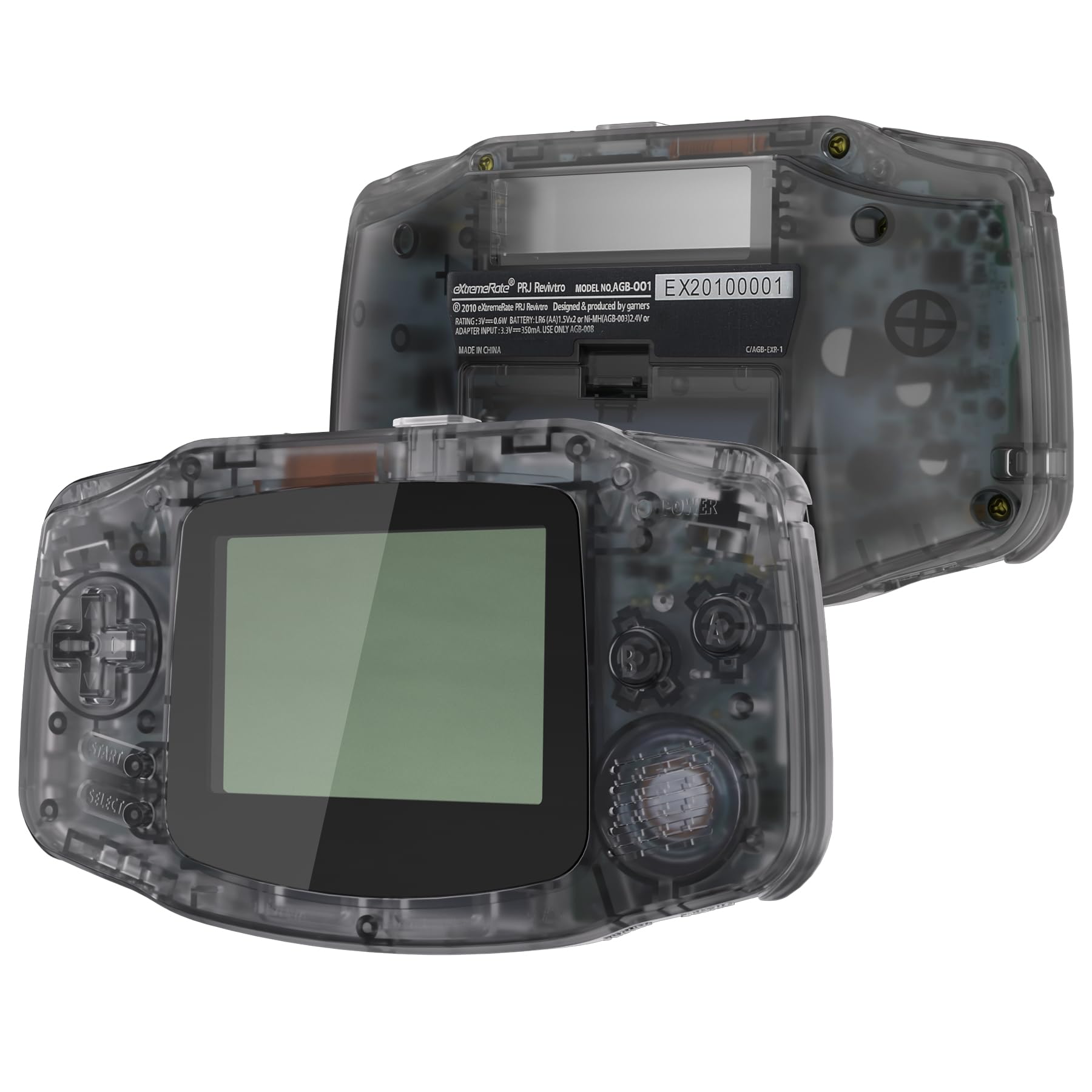 IPS Ready Upgraded eXtremeRate Clear Black Replacement Shell Full Housing Cover with Buttons for Gameboy Advance GBA – Compatible with Both IPS & Standard LCD – Console & IPS Screen NOT Included