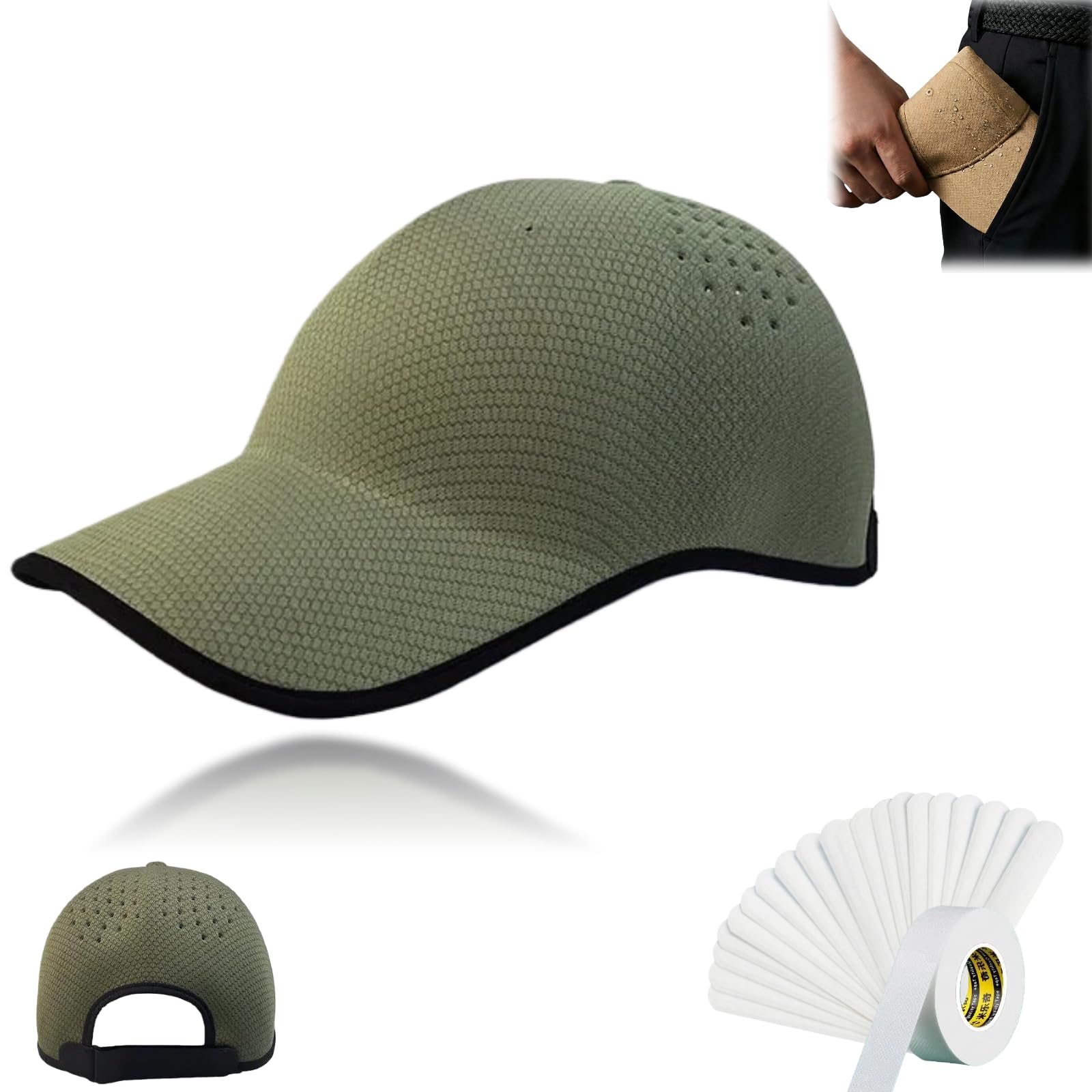 Cemssitu Seamless Packable Lightweight Sports Baseball Cap-Portable Breathable、Washable Soft Quick-Dry Hat for Hiking&Golf (Green)