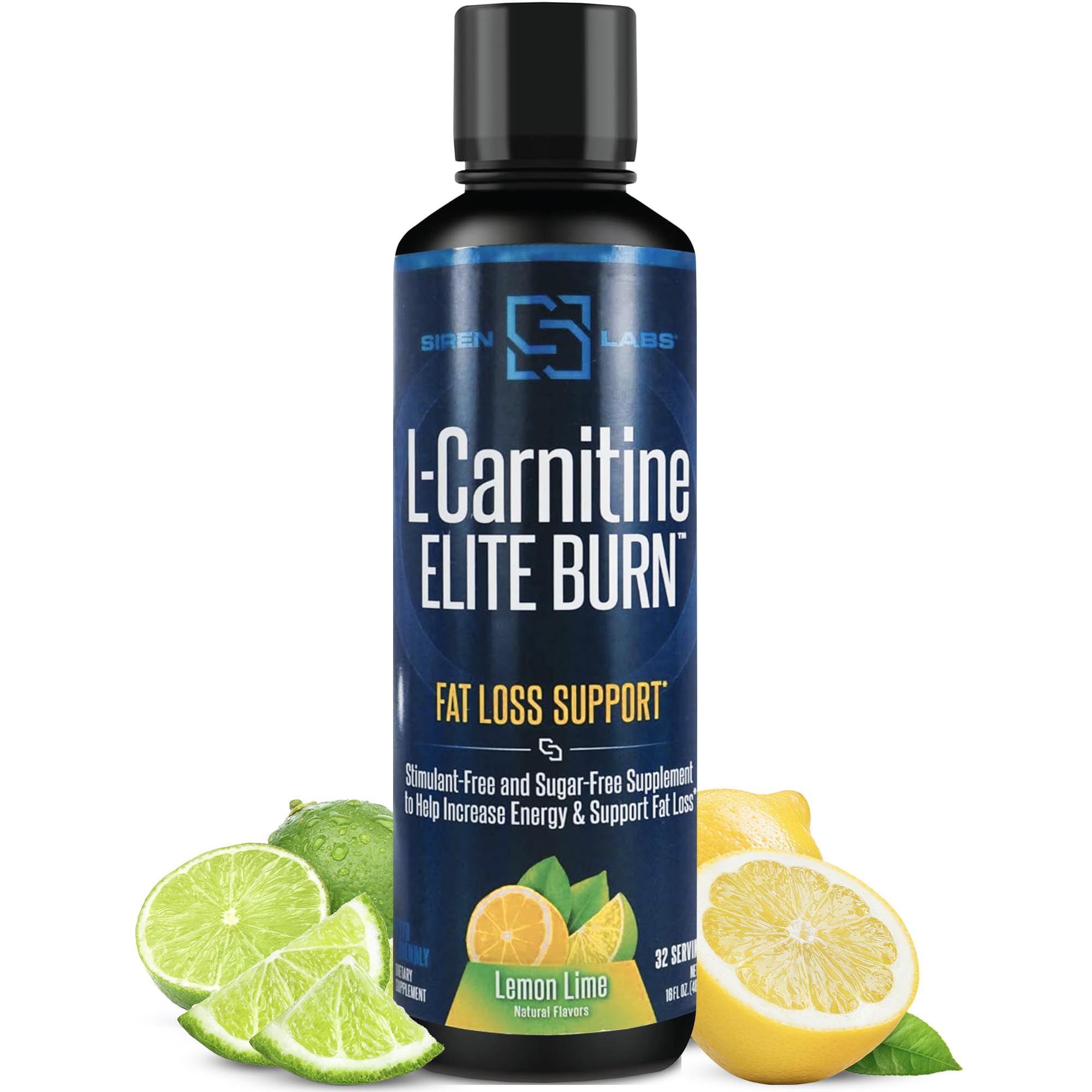 L-Carnitine Elite Burn Liquid Keto Fat Burner and Metabolism Activator - Fat Loss Support Keto Friendly Weight Loss Increase Energy-Stimulant Free - Lemon Lime 3000mg (32 Servings)