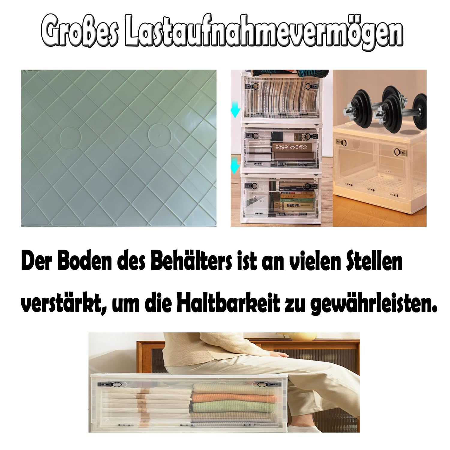 Hooha 56L Robuste Aufbewahrungsboxen Transparenter Organizer Box mit Deckel&Rollen 51cm X 36cm X 30cm Kleiderboxen für Kleiderschränke Innen und Außen Gutes Stapelprinzip Aufbewahrung Ordnungssystem