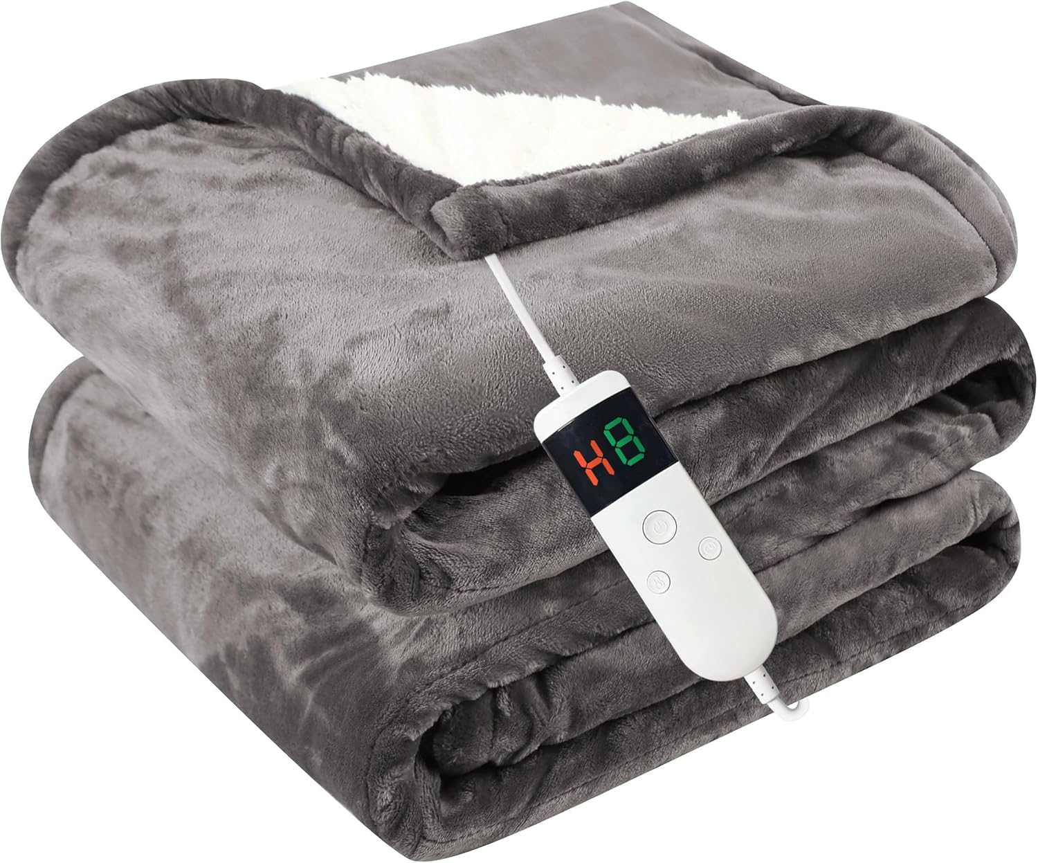 Qieryun Heizdecke Mit Abschaltautomatik, 150x180CM, 10 Heizstufen 8 Stunden Auto-Off-Timer Überhitzungsschutz, Wärme Decke Flanell Maschinenwaschbar, Beheizbare Decke Für Zuhause & Büro