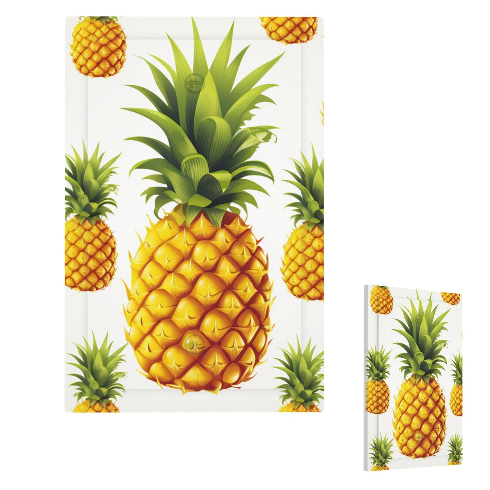 Yellow Pineapple On White Background Illustration Wall Plate Cover Modern Decorative 1 Gang Light Switch Cover Unbreakable Receptacle Outlet Covers For Living Room Bedroom Home Decor Single Blank