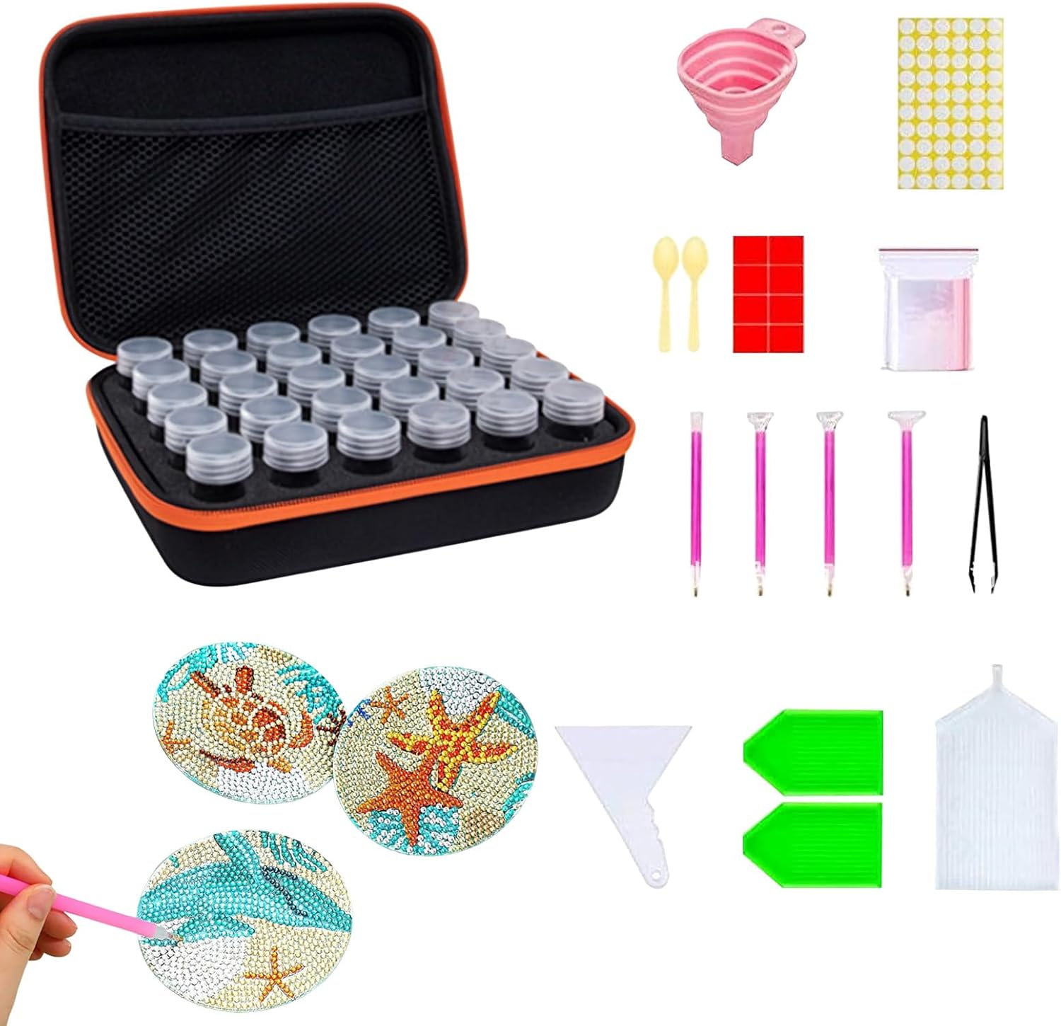 30-Slots Diamond Art Storage Case/Containers for Adults Portable Bead Storage Boxes for Diamond Painting Accessories and Tools - Shockproof Organizer Box for Jewelry Beads (black)
