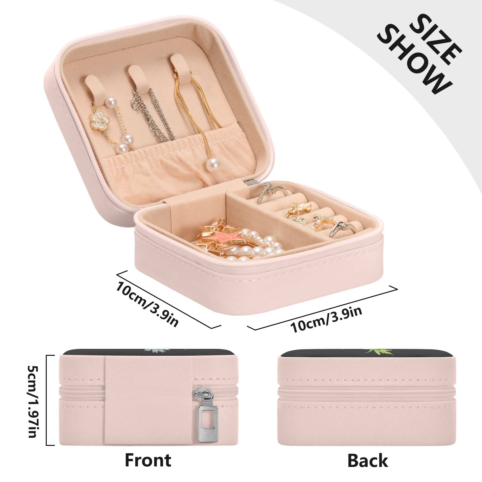 GAIREG Organizer per gioielli con teschio umano piccolo, da viaggio in pelle PU per orecchini, anelli, collane e bracciali, custodia portatile per gioielli per ragazze e donne, rosa