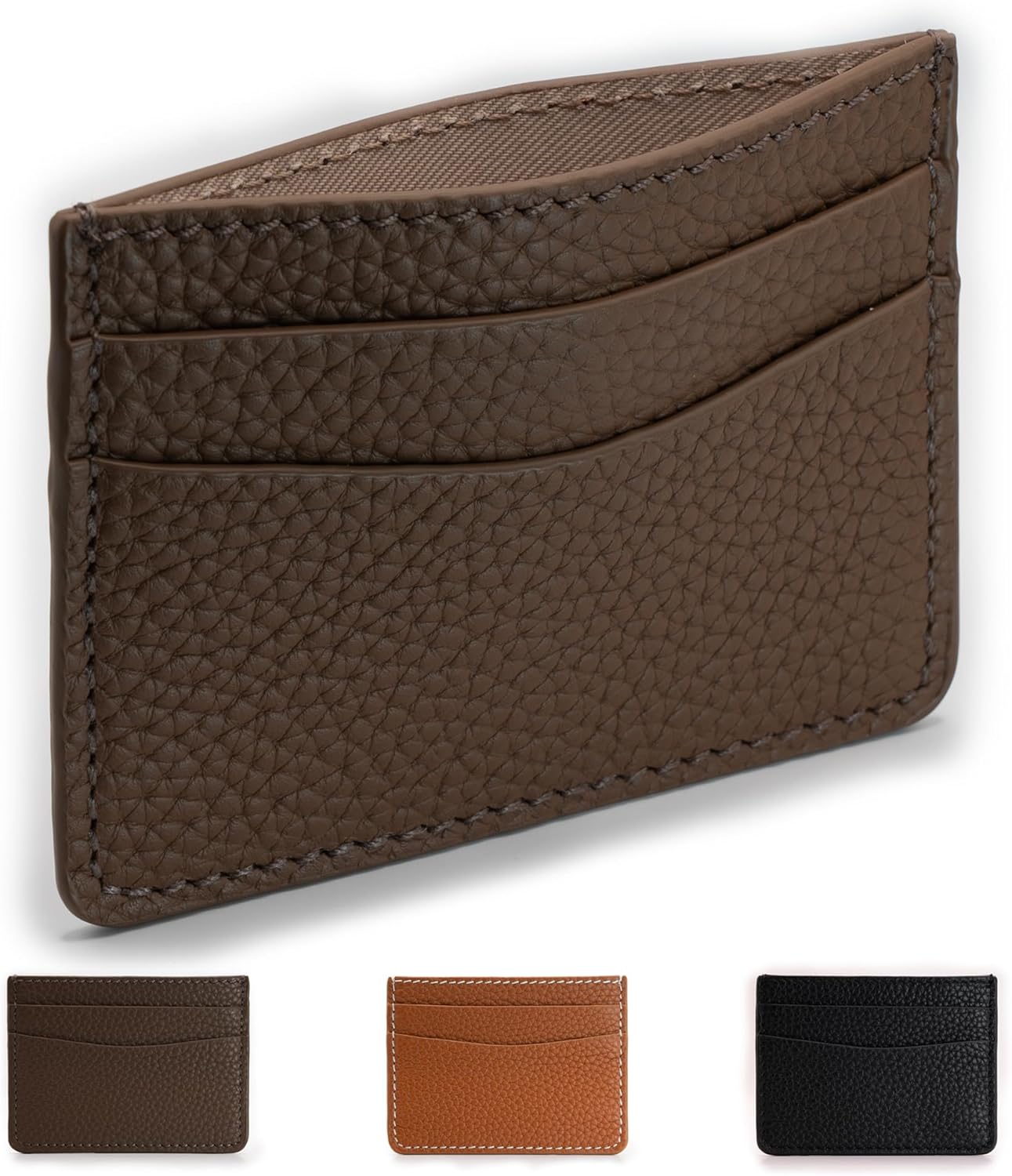 Luxury Leather Cardholder – Handmade Wallet Crafted from Real Genuine Full-Grain Leather. Slim Minimalist Design for Stylish Men and Women – Soft, Durable and Modern Credit Card Case, Tan, Minimalist