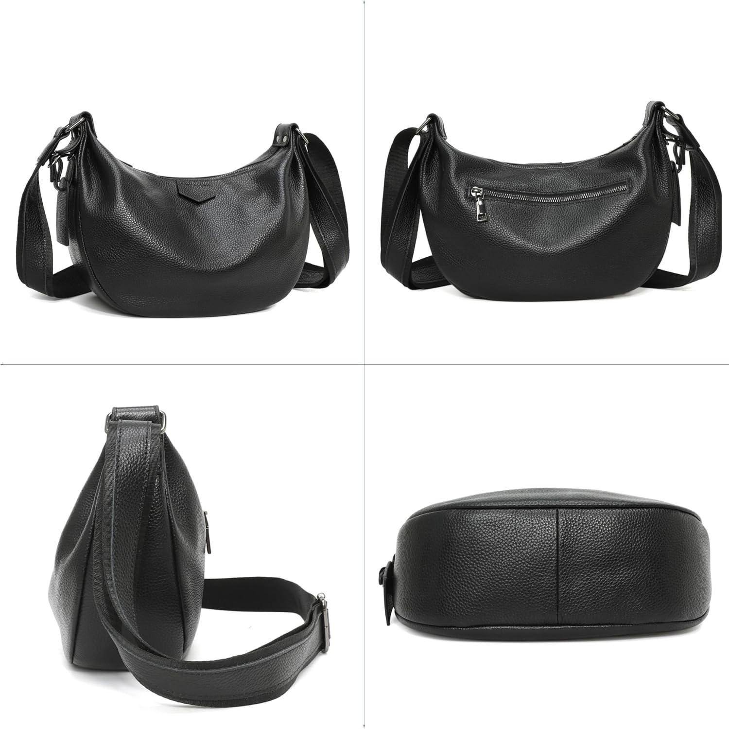 Micmores Genuine Leather Crossbody Bags for Women - Medium Soft Pebble Leather Shoulder Handbag Purse with Multi-Pockets - Image 6