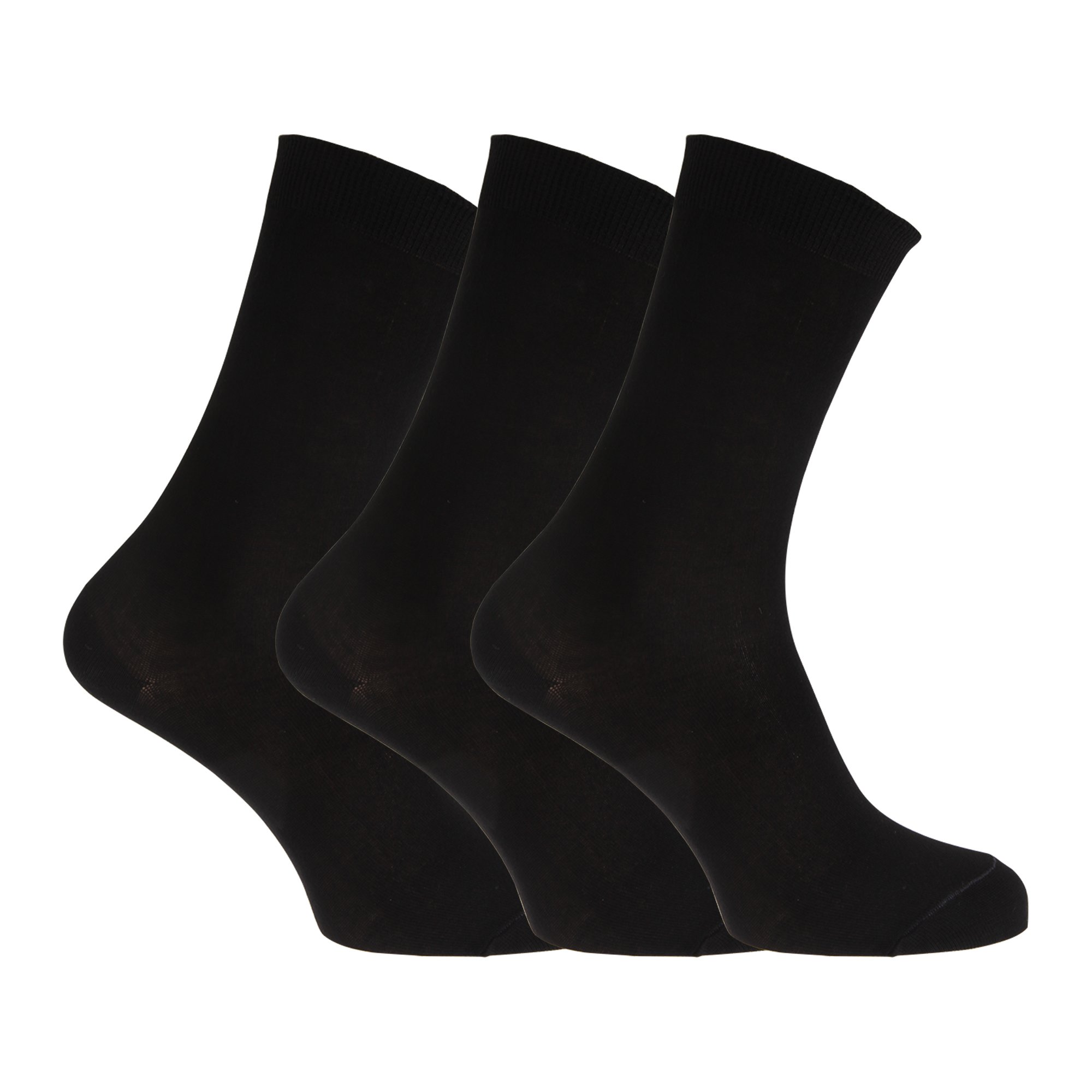 Womens/Ladies Extra Fine Silk Touch Bamboo Socks (3 Pairs) (UK 4-7 EUR 37-41) (Black)