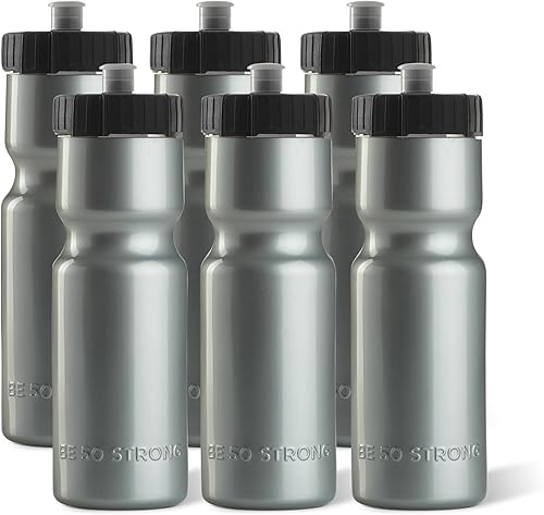 Miniatura 12 de Botellas de agua deportivas 50 Strong – Botellas de plástico reutilizables de 22 oz libres de BPA con tapa de tracción – Fabricadas en EE. UU.