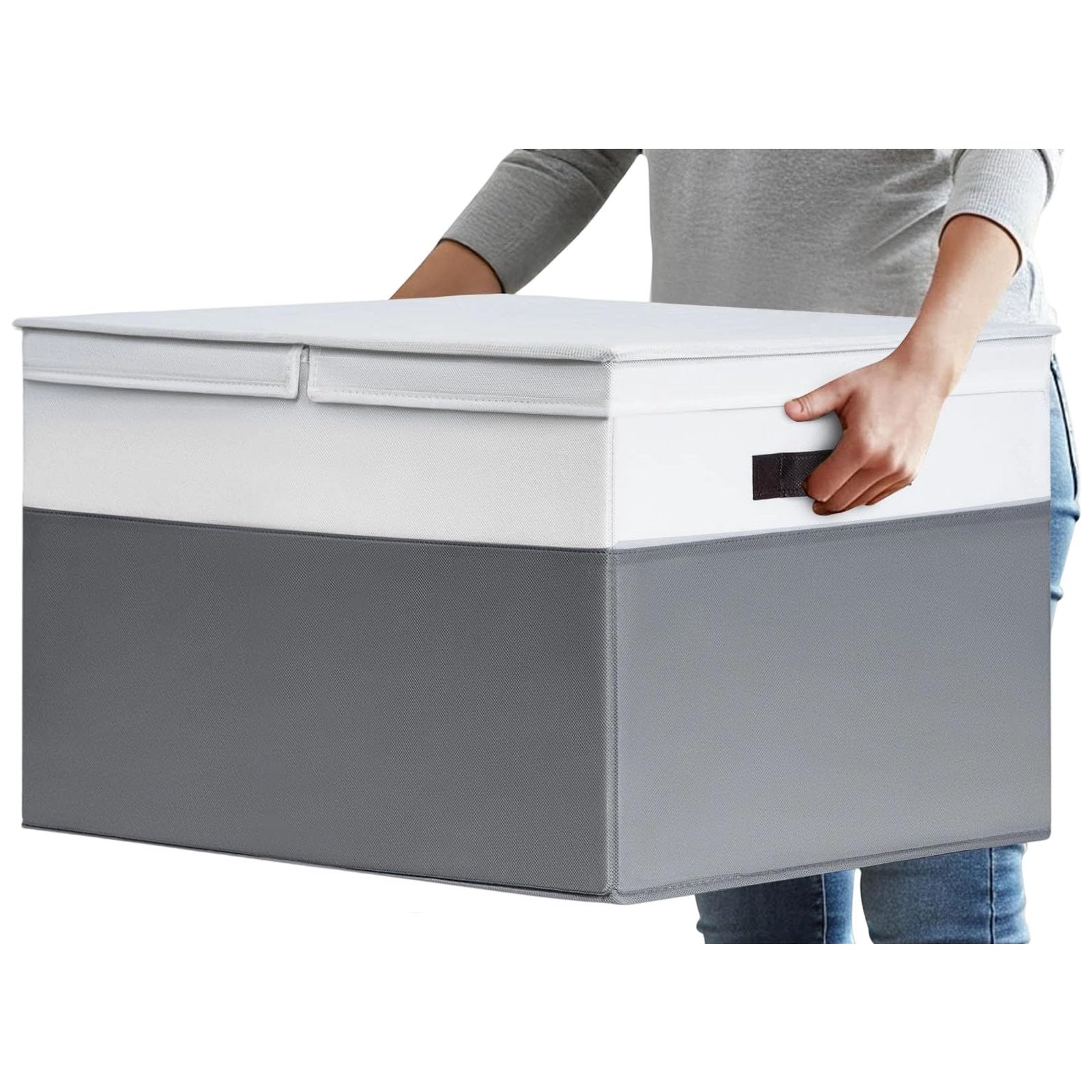 Nucelit Nonwoven Foldable Storage Box with Lid Space Efficient Drawer Organiser for Home Organization Closet Organiser