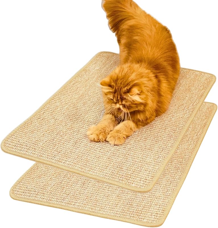 Tapete Arranhador para Gatos em Sisal com Borda de Juta e Base Antiderrapante pingping-go 60 x 40 cm, Pacote com 2