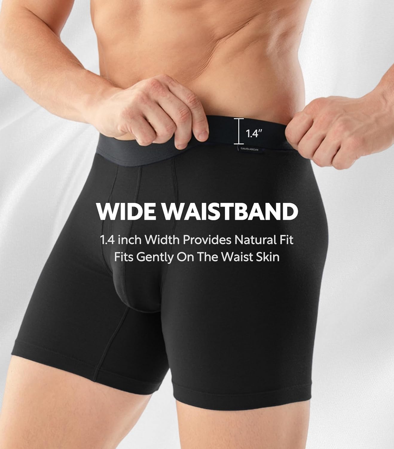 DAVID ARCHY Men's Underwear Modal Knit Texture Breathable, Ultra Soft Stretch Cooling Boxer Briefs with Pouch 4 Pack - Image 6