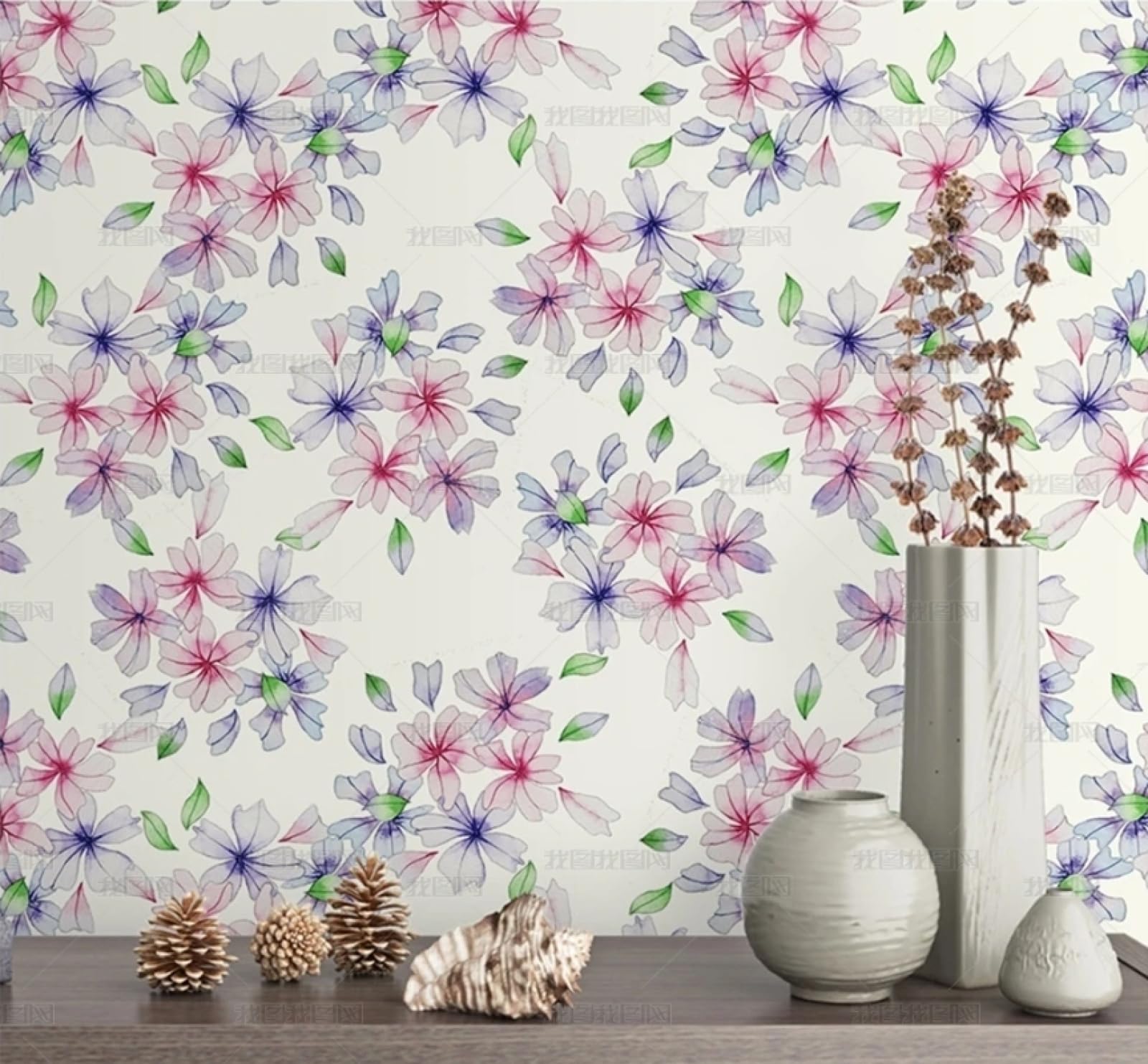Papier peint autocollant fleurs adhésif pour meuble vinyle imperméable 45x300