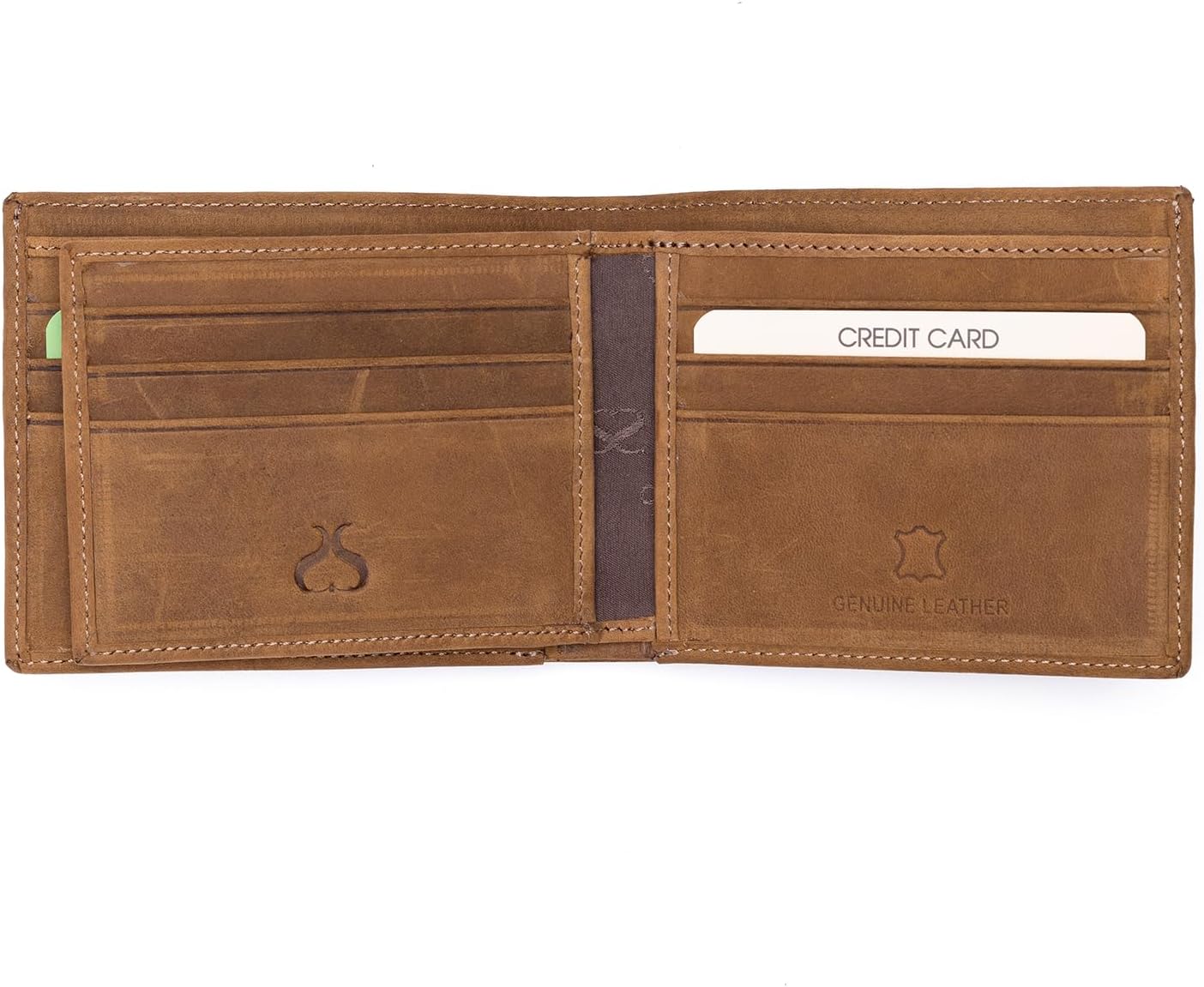 CARUSSO Mens Wallet With AirTag Holder | Genuine Leather | RFID Blocking | AirTag Not Included (Coffee)