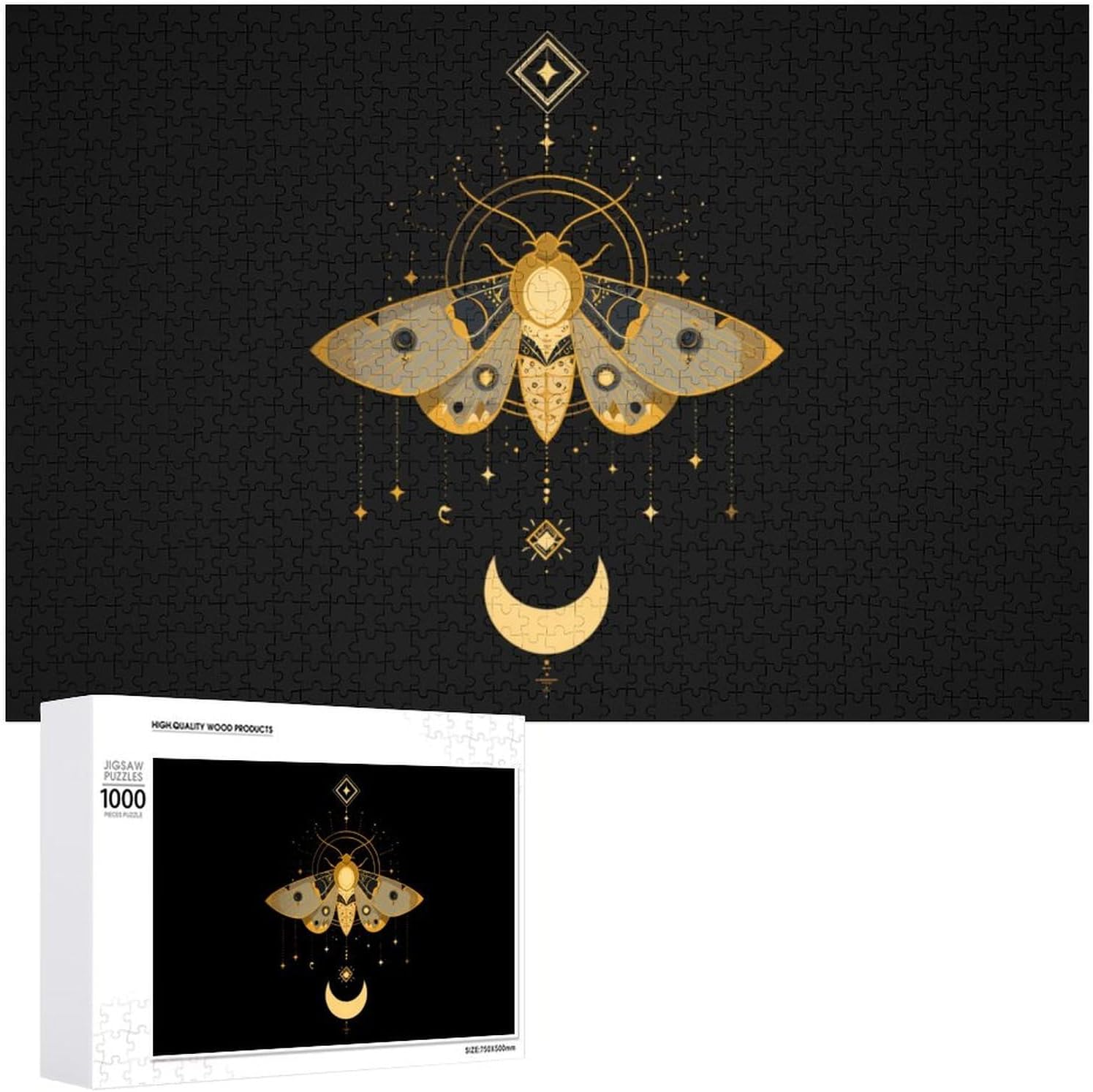 Gold Moth Puzzles for Adults 1000 PCS Wooden Jigsaw Puzzle Wall Decor Christmas