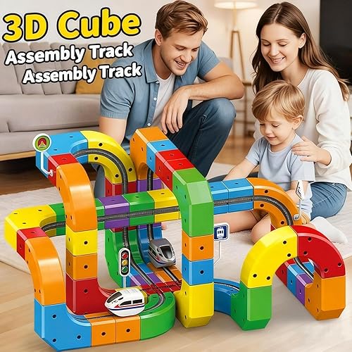 Miniatura 4 de klick Rail - Juego de tren eléctrico de carril, juguetes magnéticos para auto, 51 piezas, conducción antigravedad, fácil montaje, el mejor regalo