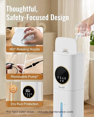 Miniatura 7 de Humidificadores para dormitorio, humidificador de 2.1 galones8 litros para habitación grande con difusor de aceite esencial, luz nocturna,