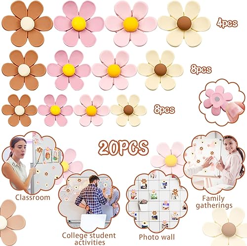Miniatura 2 de Imanes de flores lindas para nevera, 20 unidades, mini margaritas, imanes de flores coloridas para nevera para armario, pizarra blanca,