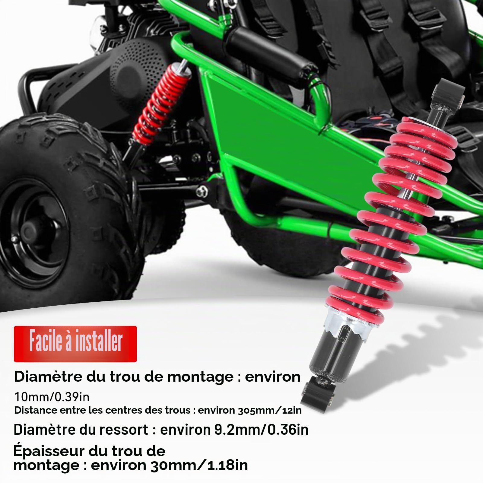 Tissting Amortisseur Arrière Moto,305mm Amortisseur ATV 5 Niveaux Réglables