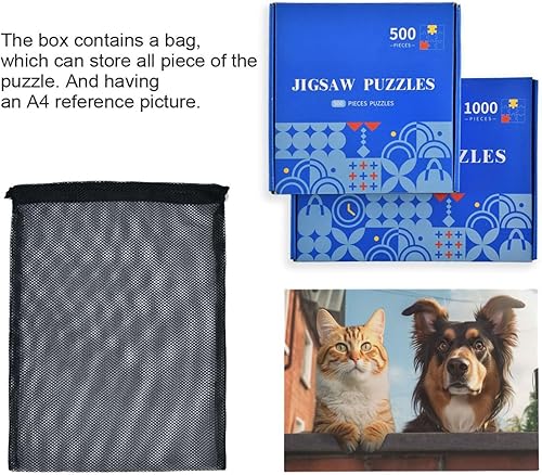 Miniatura 7 de Cat Dog Jigsaw Puzzles for Adults 1000 Pieces,Colorful Puzzle with Mesh Storage Bag,Learning Educational Puzzles for Gift 2011501
