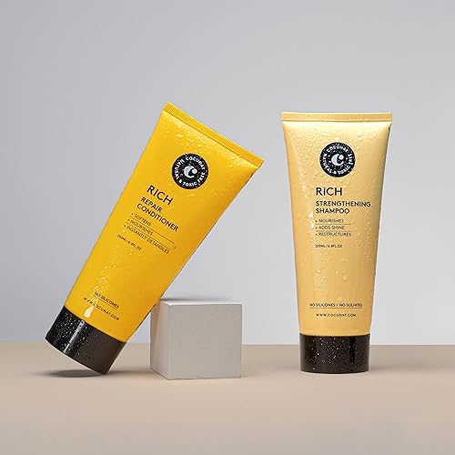 Miniatura 2 de COCUNAT Paquete rico reparador de cabello seco, rizado, dañado o teñido  Champú y acondicionador natural  Sin sulfatos ni silicona  Método Curly