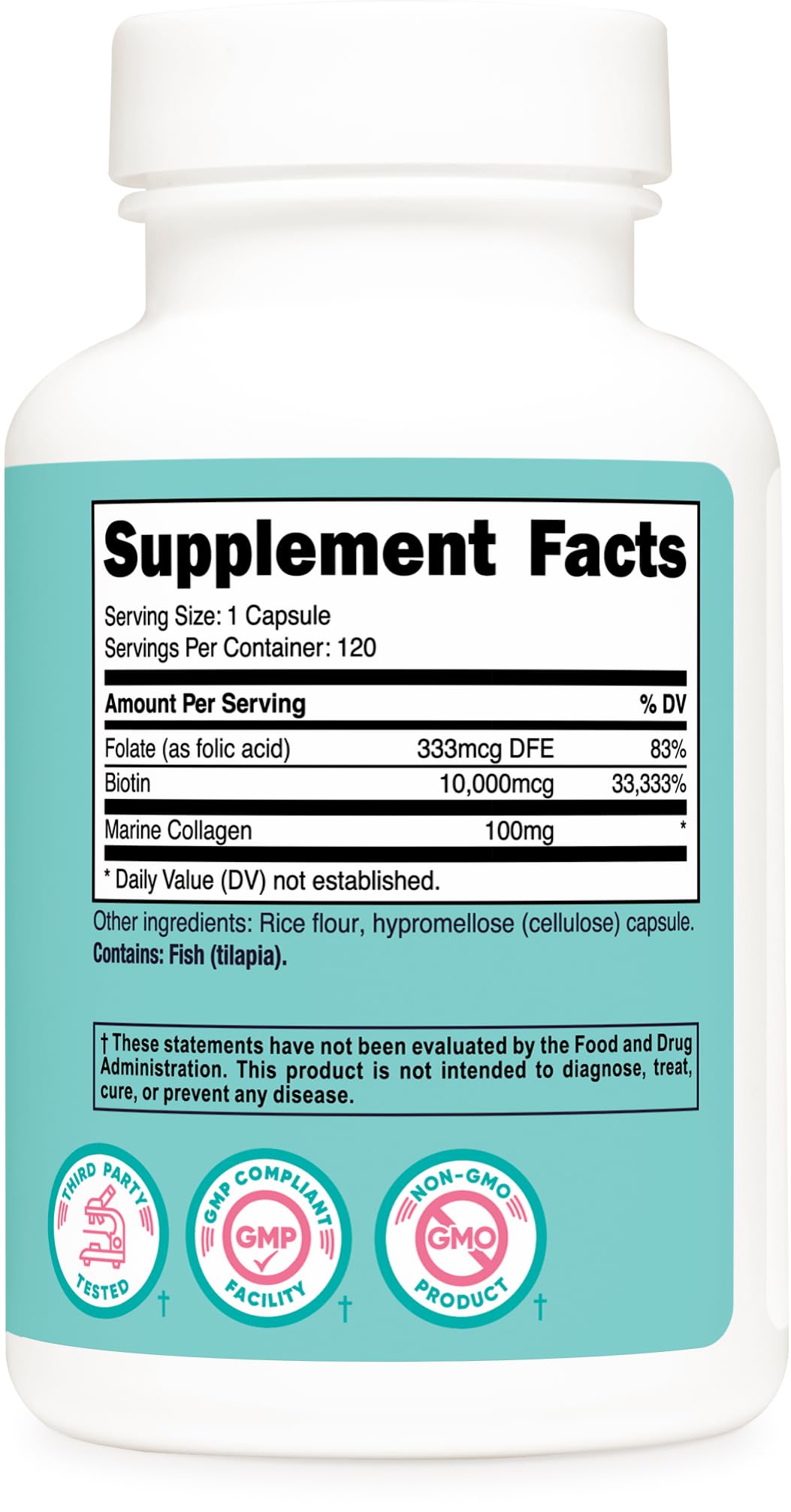 Nutricost Biotin for Women (10,000mcg) 120 Capsules, with Folate & Collagen — Amazon image 5