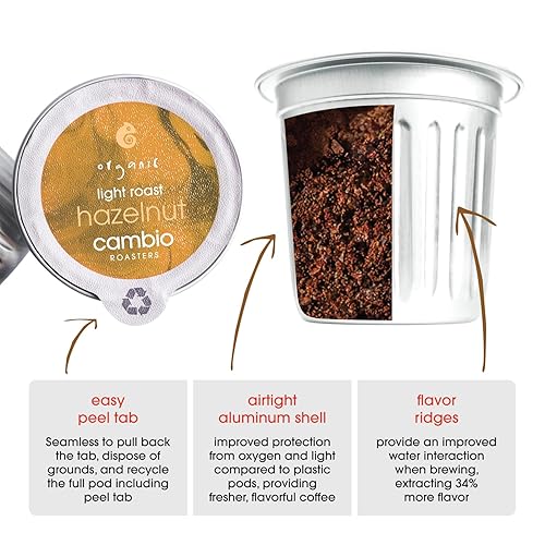 Miniatura 5 de Cambio Roasters Café orgánico de avellana Keurig KCups, solo taza K de aluminio para un sabor mejor y más duradero, cápsulas de café Keurig Kcup
