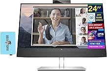 شاشة HP E24mv G4 FHD IPS مقاس 24 بوصة مع وقت استجابة 5 مللي ثانية، مضادة للوهج، خالية من الوميض، مكبرات صوت مدمجة، منفذ عرض وموسع منفذ USB DKZ، أسود/فضي 169L0AA#ABA - أحدث طراز 2026، عبوتان