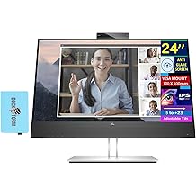 Monitor IPS FHD HP de 24" con tiempo de respuesta de 5 ms, antideslumbrante, sin parpadeo, altavoces integrados, puerto de visualizaci&oacute;n, expansor de puerto USB HDMI y DKZ, negro/plateado, &uacute;ltimo modelo 2025