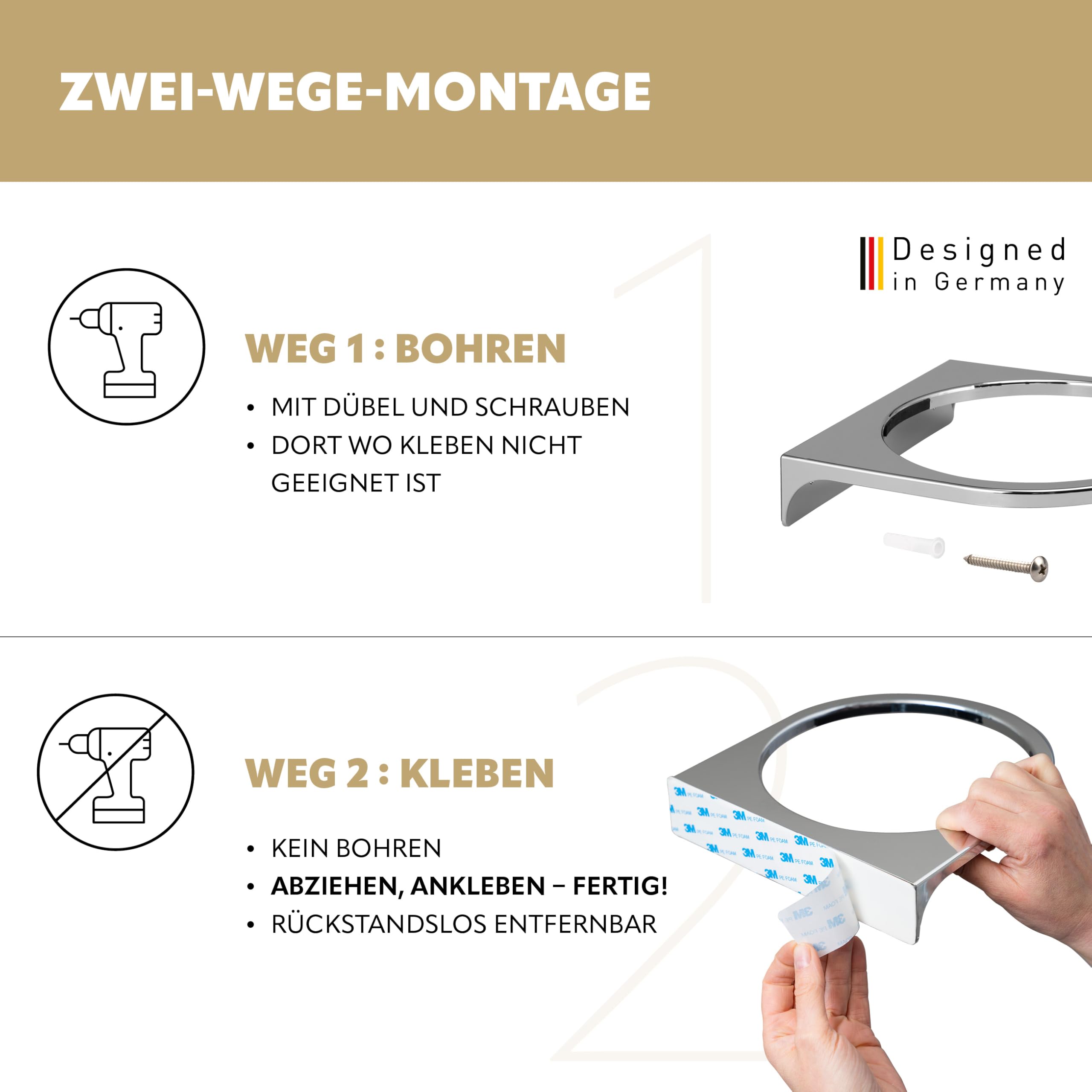 bremermann 2tlg. Bad-Set Savona, Kosmetikeimer 5,5 Liter und WC-Garnitur mit Wandhalterung, rund (Kunststoff-weiß)