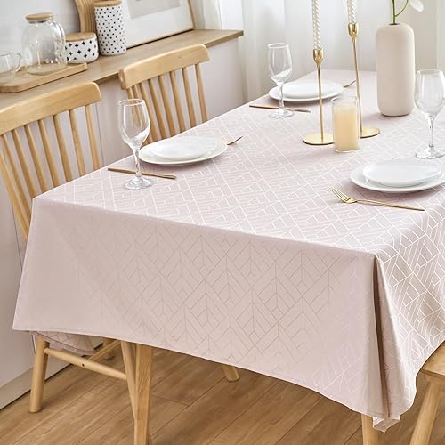 Miniatura 10 de Mantel redondo de jacquard de 60 pulgadas, color gris, patrón de hojas, borde festoneado, sedoso, suave, impermeable, resistente a las arrugas,