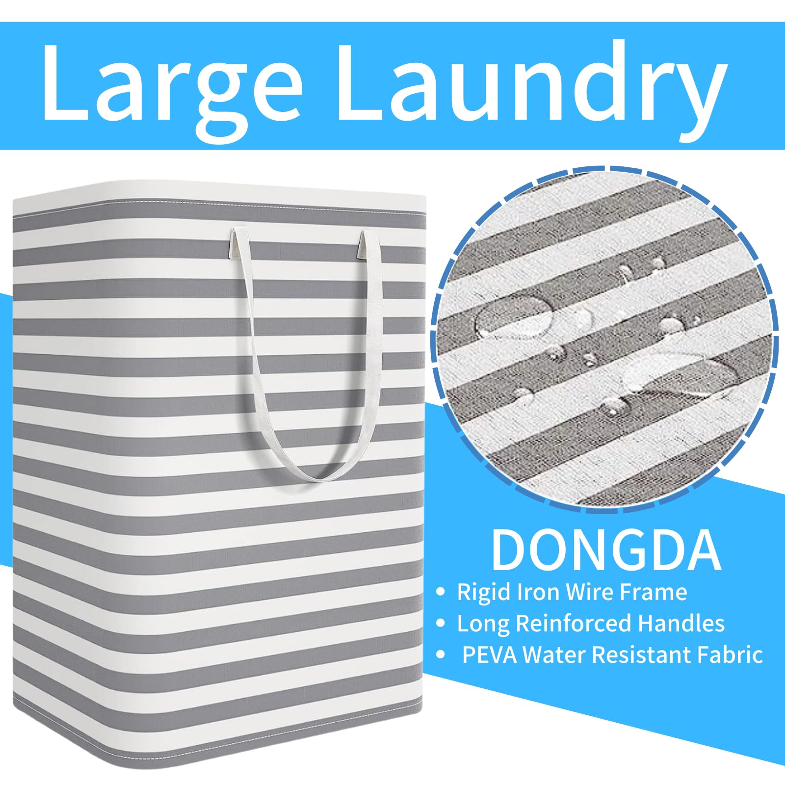 Cesto para Ropa Sucia, 75L Bolsas Cestos para la Colada Plegable Bolsas de Lavandería Grande Cesto Ropa Sucia, Impermeable Canasta de Lavandería para Cuarto de Lavado Baño, Gris (A)