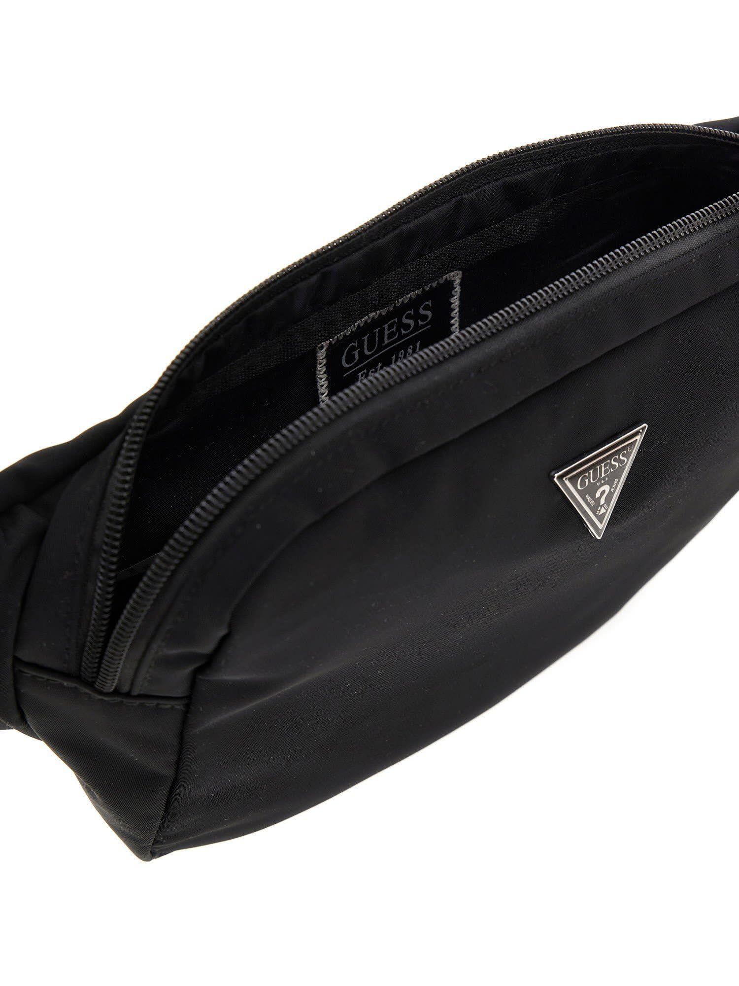 GUESS Marsupio con zip, logo centrale a rilievo, regolabile. Nero