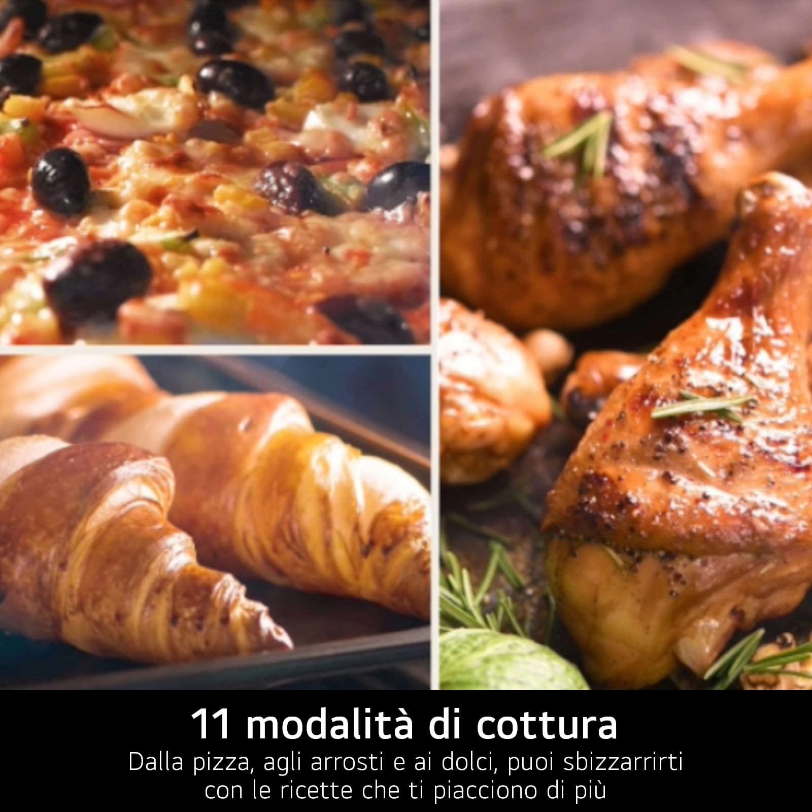 LG WS5D7210S Forno da Incasso Classe A, 72L, 11 Programmi di Cottura, Modalità Friggitrice ad Aria, Grill, Lievitazione, Pizza, Temperatura Massima 250°C, Potenza 3200 W, Wi-Fi