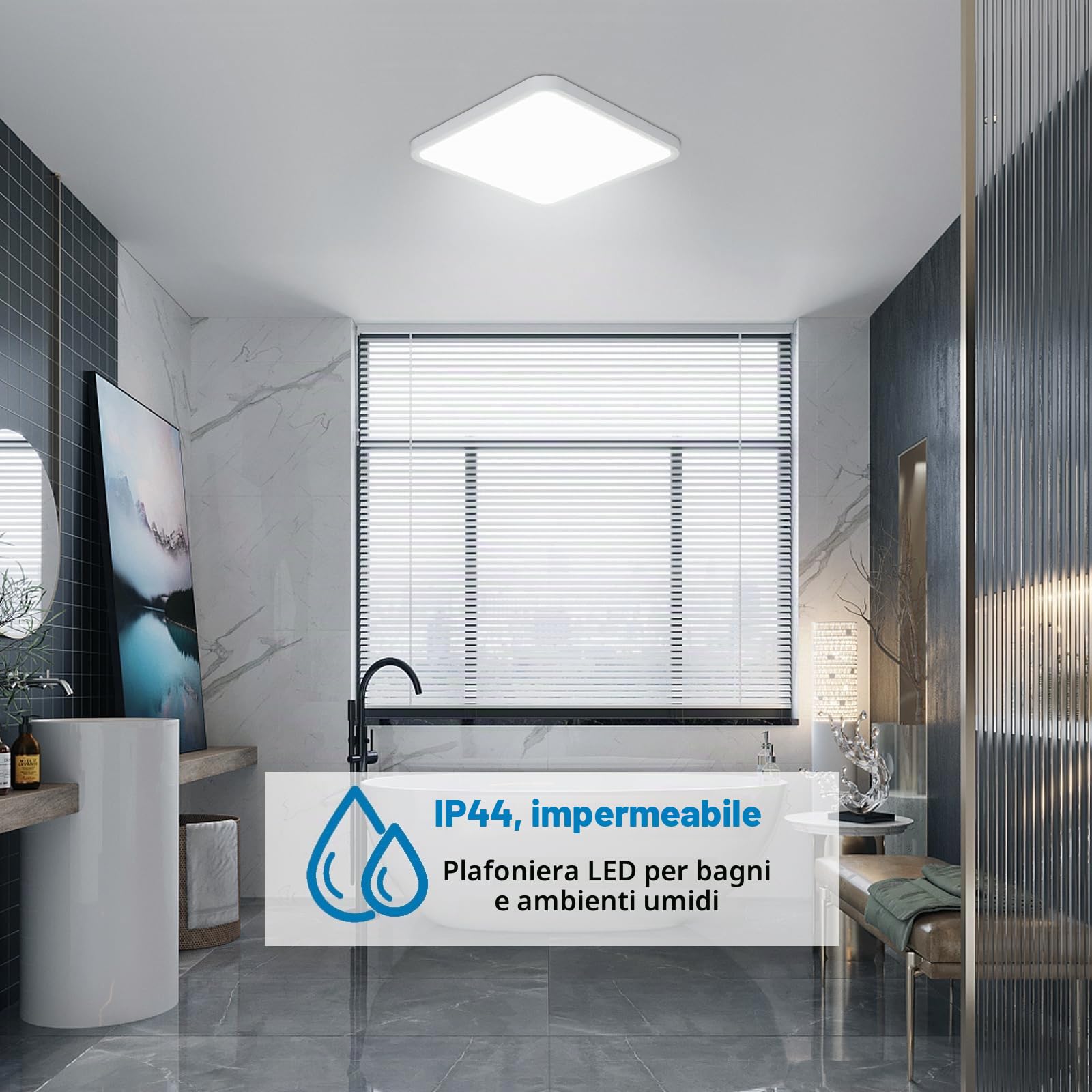 Osairous Plafoniera LED Soffitto Ø40cm, 6500k Piazza Plafoniere moderna, IP44 Lampada LED Soffitto, 42W 3980 LM Luce Bianco per Soggiorno, Camera da Letto, Cucina, Bagno, Balcone