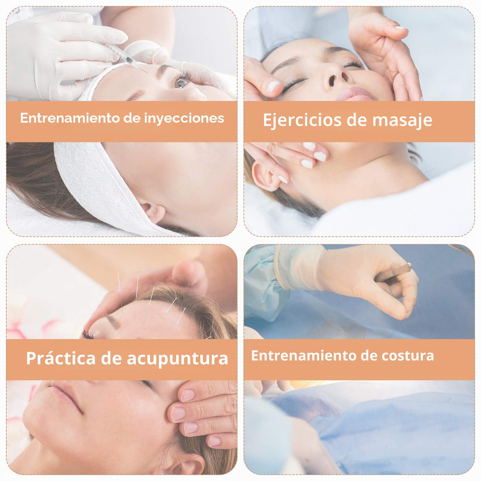 Entrenamiento por inyección Modelo de Cara de maniquí de Silicona Modelo de Cabeza para enseñanza de microplástico, Entrenamiento de práctica para Estudiantes de Medicina, médicos, esteticistas