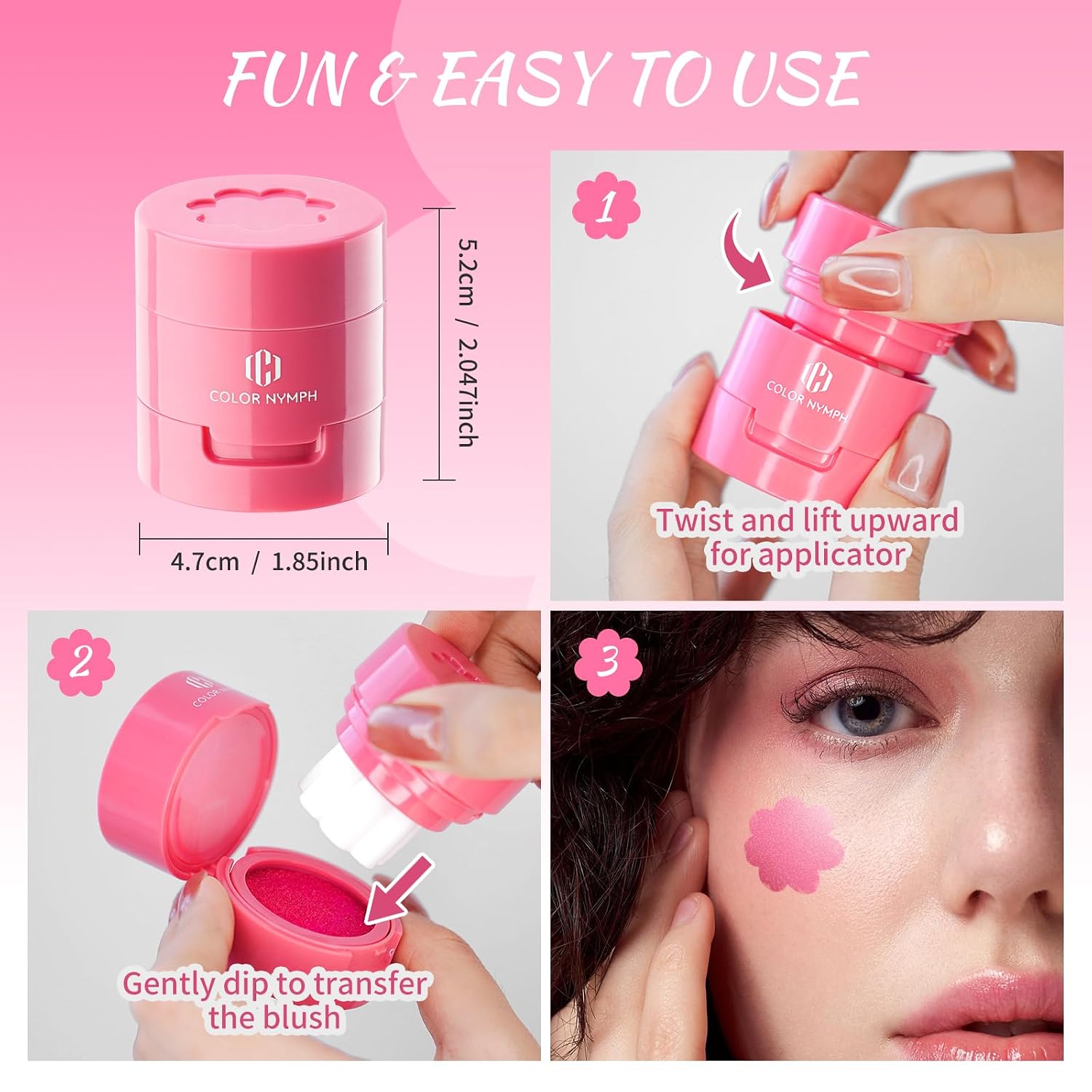 Color Nymph Liquid Blush Trio丨Multi-use Stamp Blush Set for Cheeks Lips, Hydrating & Long-lasting Formula, Dewy & Natural Finish - 3-Piece Makeup Gift Set for Christmas, 100% Vegan & Cruelty-free