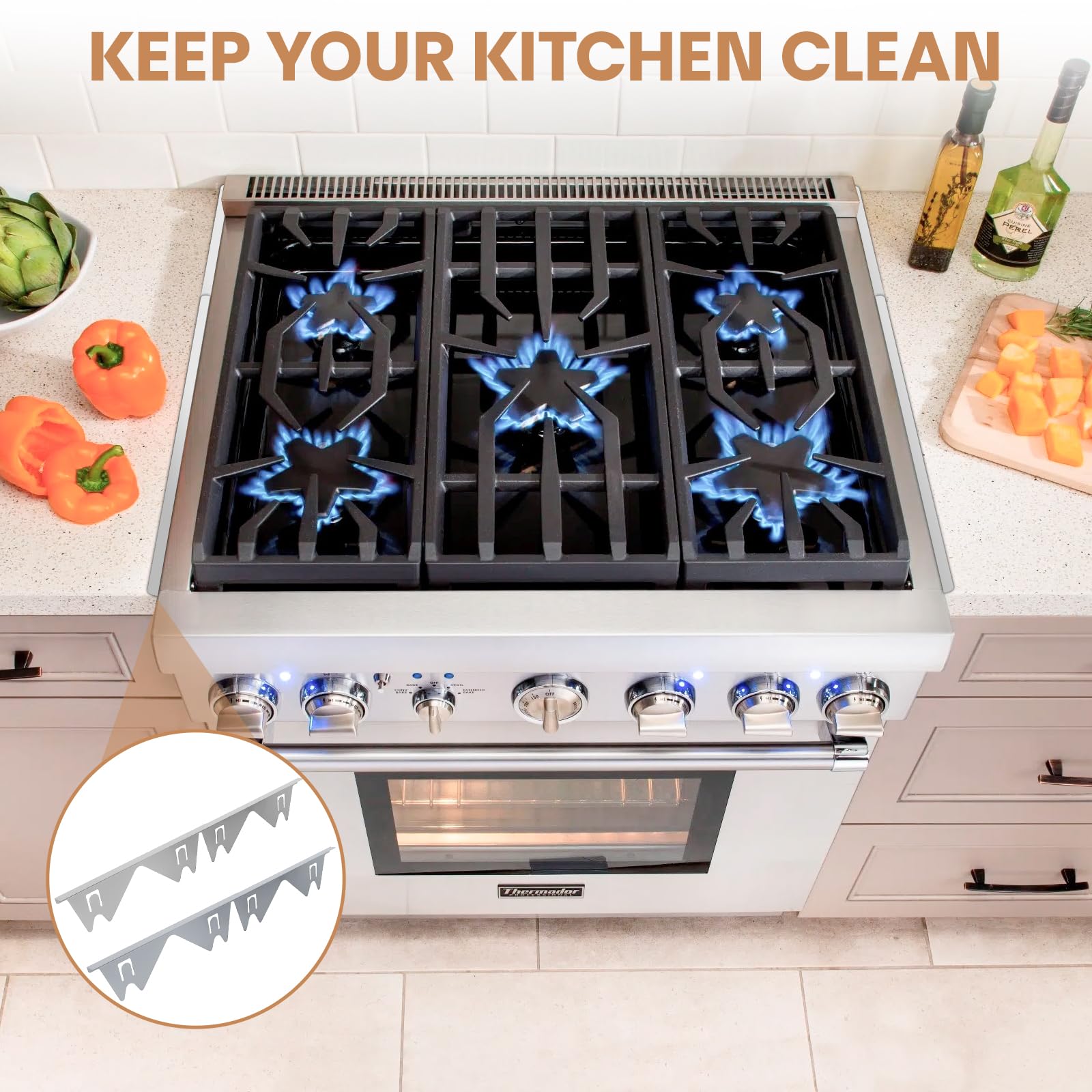 Stove Gap Covers Stainless Steel, 4 Pack Cooker Gap Filler Easy Retractable Length 360mm - 720mm, Width 210mm Range Trim Kit, Heat Resistant Guard Between Stove Top & Counter (White) - Image 4