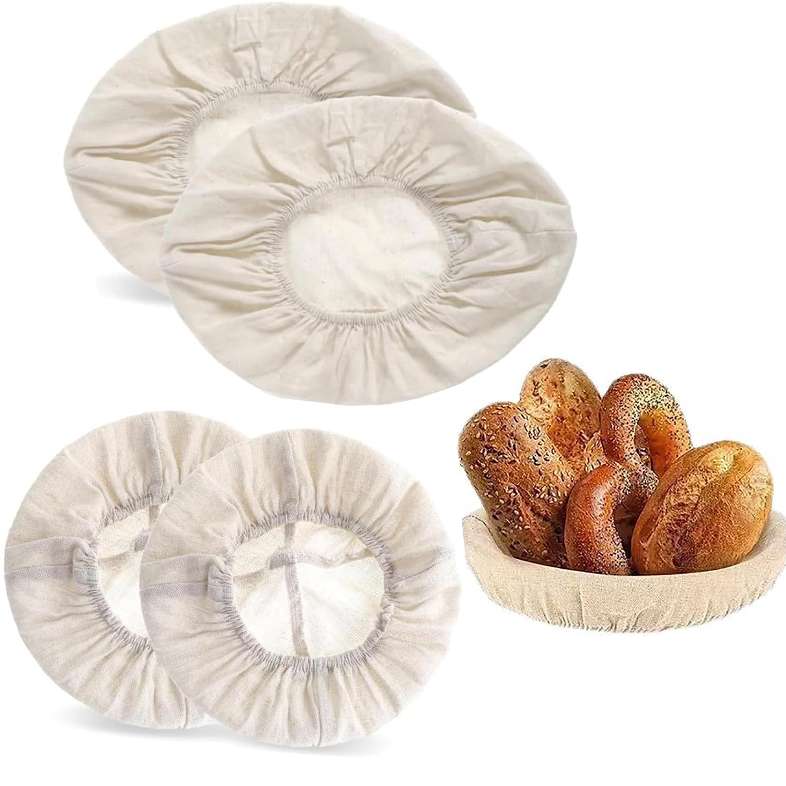 Leineneinsatz für Gärkorb,4 Pcs Proofing Basket Cloth Liner
