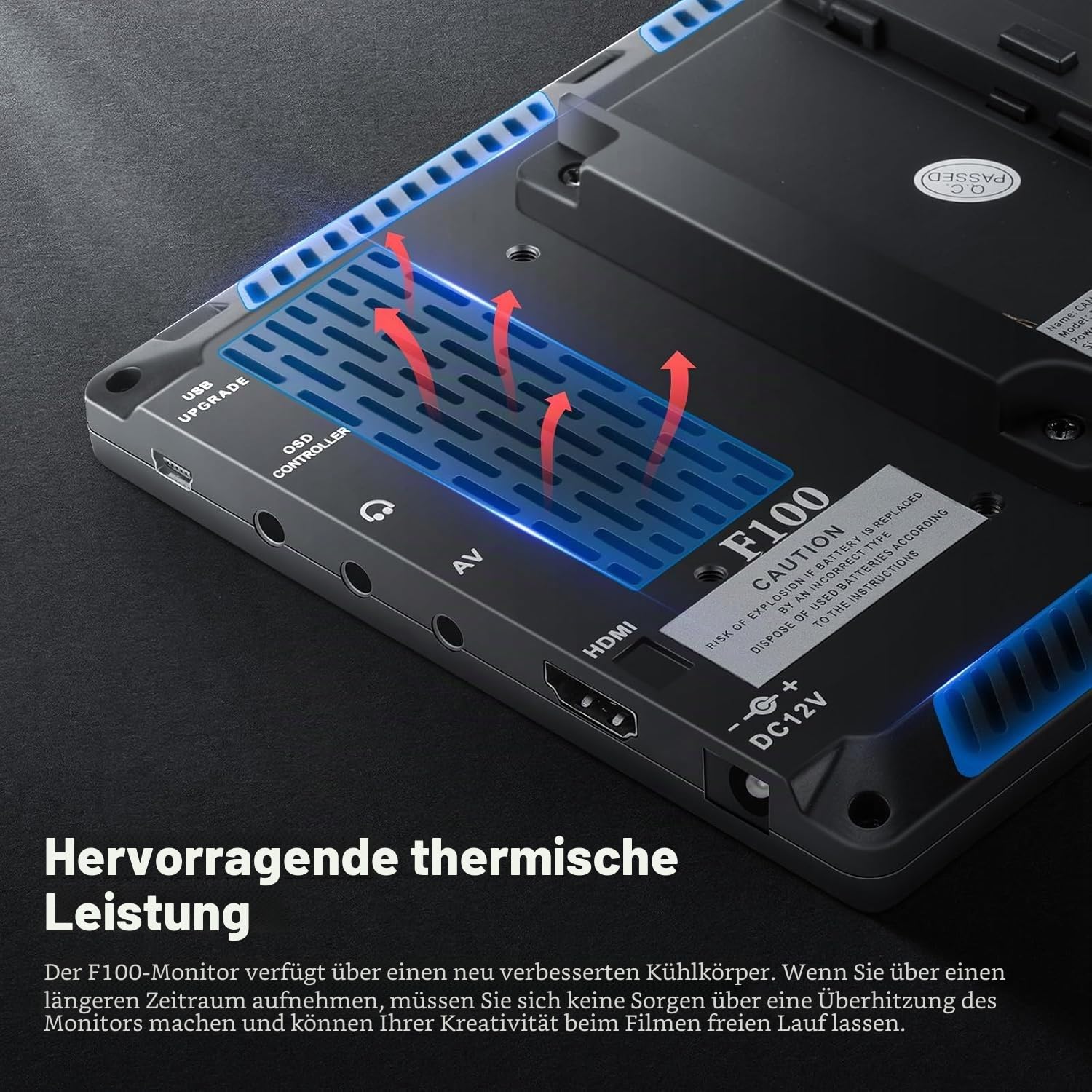 NEEWER 7Zoll Kamera Feldmonitor, HD Videoassistent IPS 1280 x 800 HDMI 1080p mit 4400mAh F750 Akku, Sonnenblende und 360° Kugelkopf für DSLR Camera, Handstabilisator, Film Video Erstellungsgerät, F100