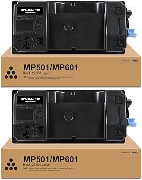 MP601 MP501 خرطوشة حبر أسود عالية الغلة 2 عبوة ، 407823 متوافقة مع طابعة Ricoh MP 501 601 SP 5300 5310 | 25،500 صفحة