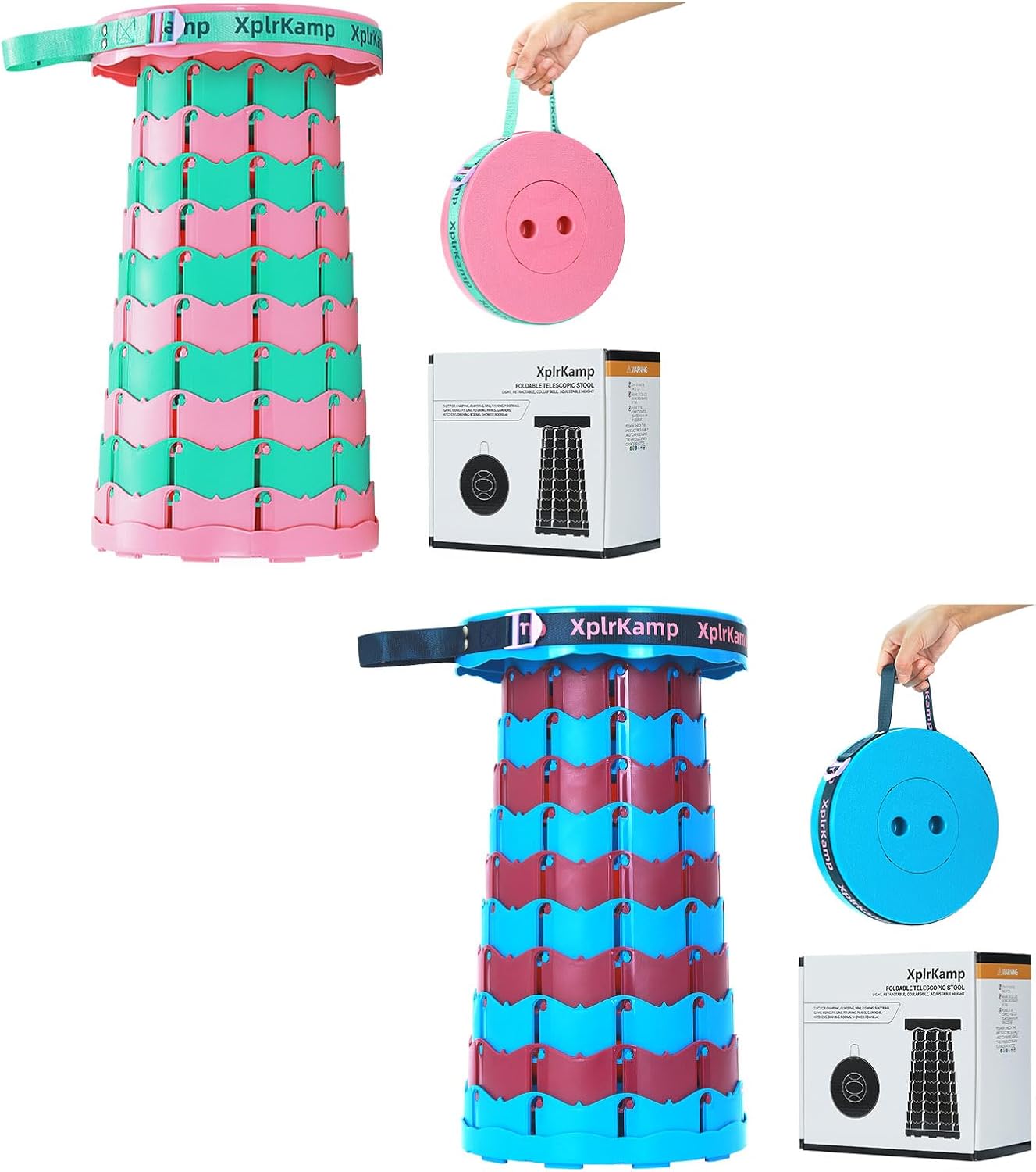 Upgraded Collapsible Stool,Portable Stool, Lightweight Yet More Sturdy with Load Capacity 400lbs, Perfect for Camping Fishing Hiking BBQ