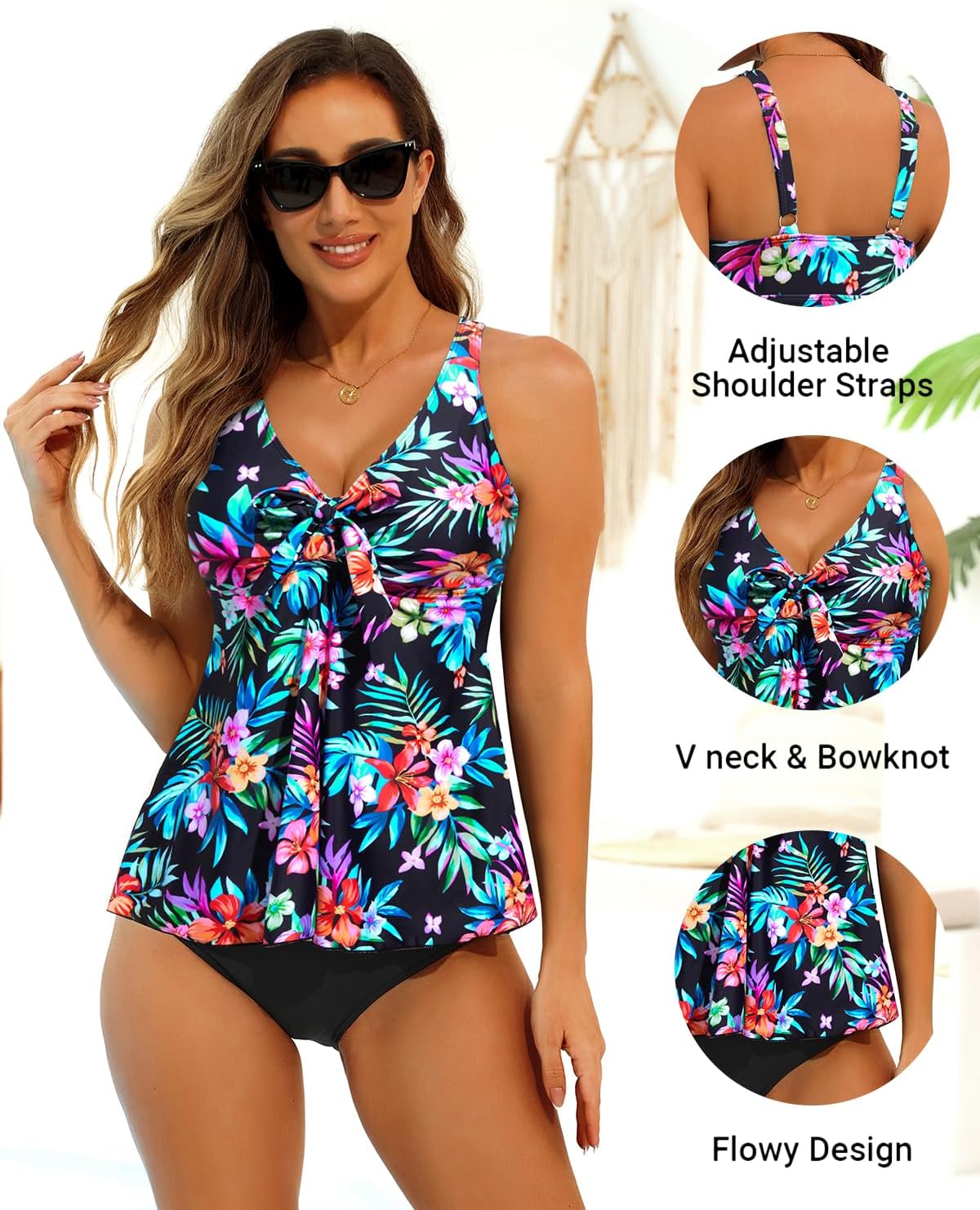 Yonique Women's Flowy Tankini Top - Modest Swim Top with Loose Fit, No Bottom - Image 5