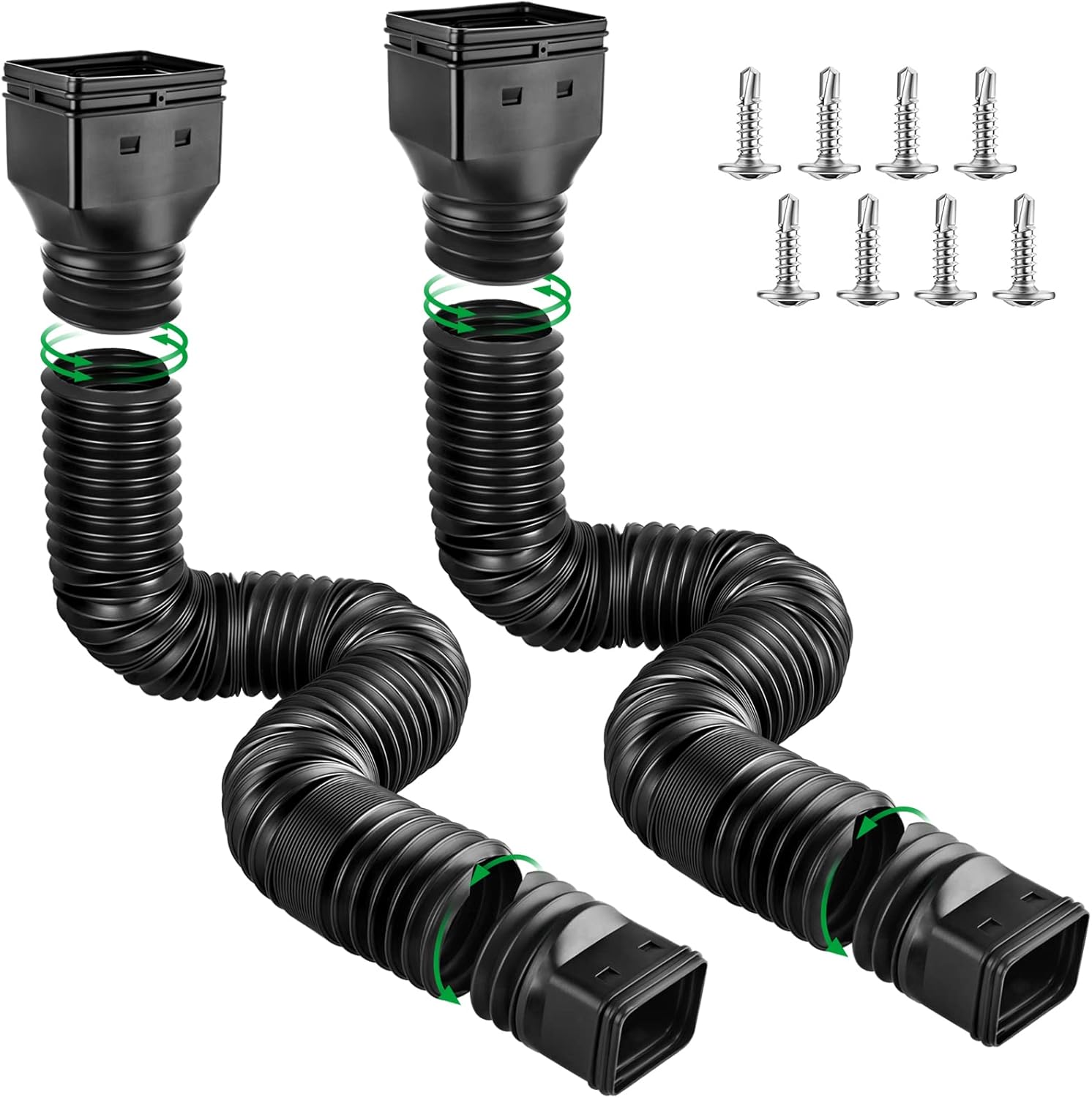 2 Pack Gutter Downspout Extensions, Flexible Rain Gutter Downspout