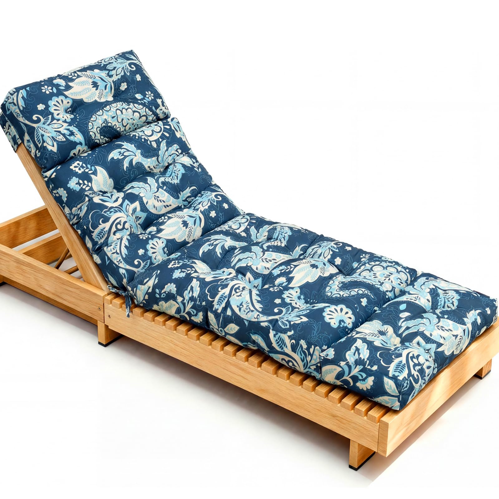 Outdoor Lounge Chair Cushions, Chaise Lounge Chair Cushions Replacement for Patio Furniture with Ties Waterproof Fabric Pool Chasie Cushion 74.4 x 22 x 4.7 Inches Damascus-image-30