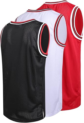 Miniatura 2 de Paquete de 3 camisetas de baloncesto en blanco para hombre, de malla, rendimiento atlético, uniformes deportivos, camisas a granel
