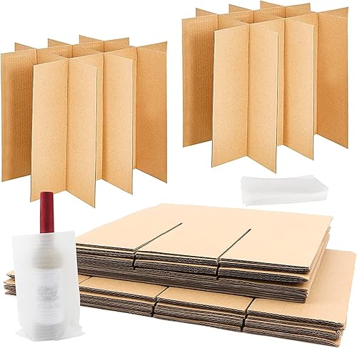 Miniatura 8 de Paquete de 2 separadores de vidrio de 16 x 12 x 12 pulgadas, incluye 10 separadores de corrugado con 24 bolsas de espuma para mudanza, kit de caja