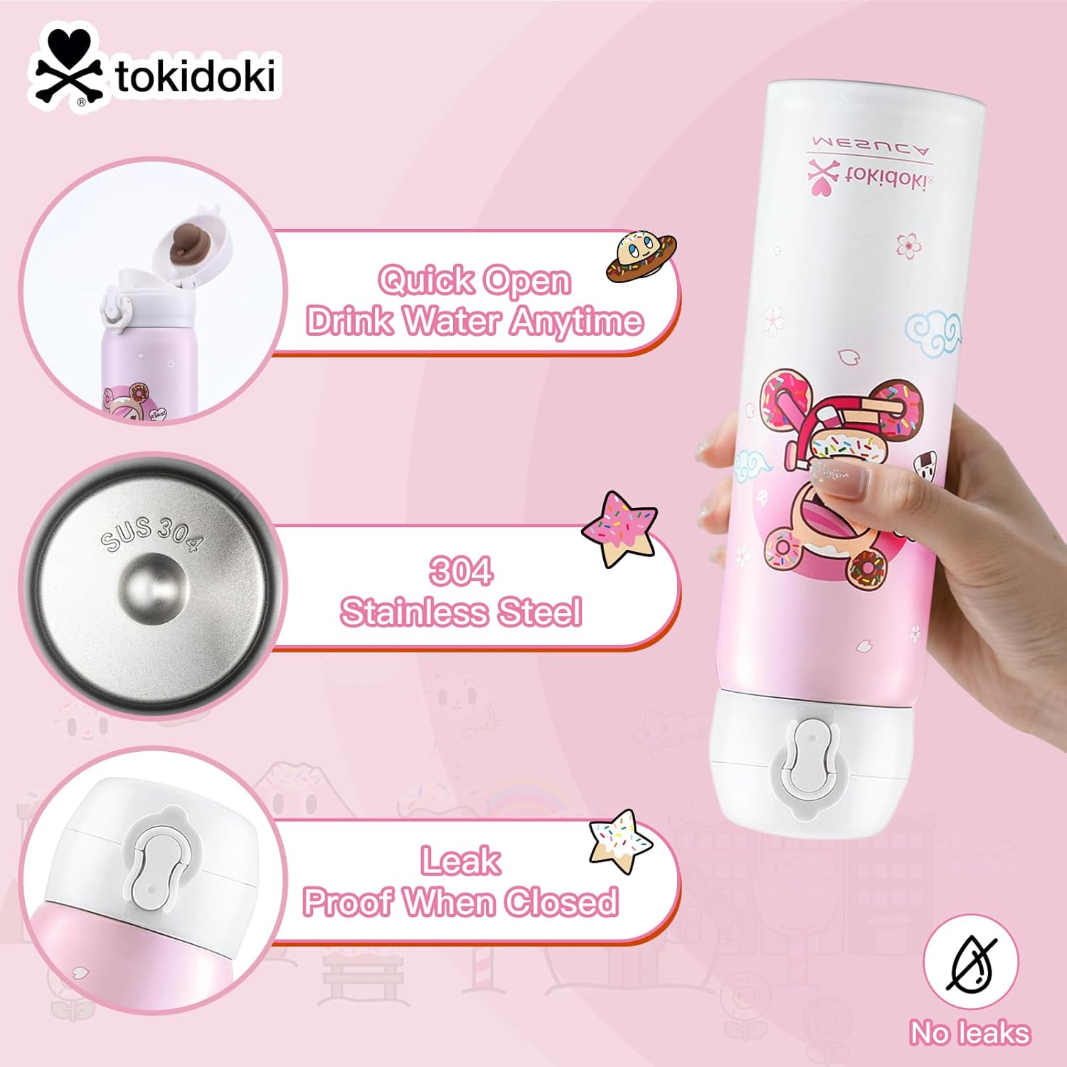 Tokidoki Unicorno insulated water bottle Stainless Steel Water Bottle 16oz Vacuum Sealed Thermal Cup with Leak Proof Flip Lid, Double Wall Tumbler for Hot & Cold Drinks, Unicorno Design - Image 3