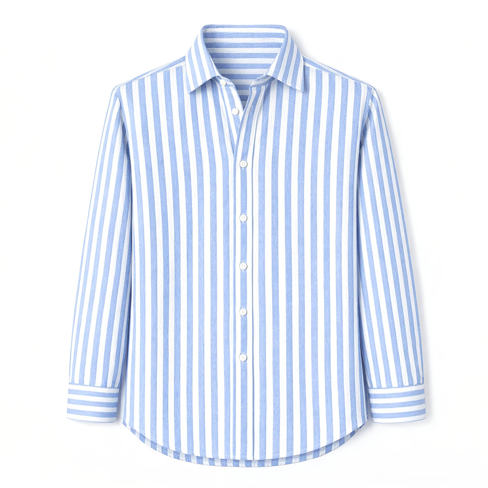 Camisa de Rayas para Hombre, 100% Lino, Manga Larga, Ajuste Regular/Slim Fit, Estilo Casual y Elegante, Transpirable para Verano.