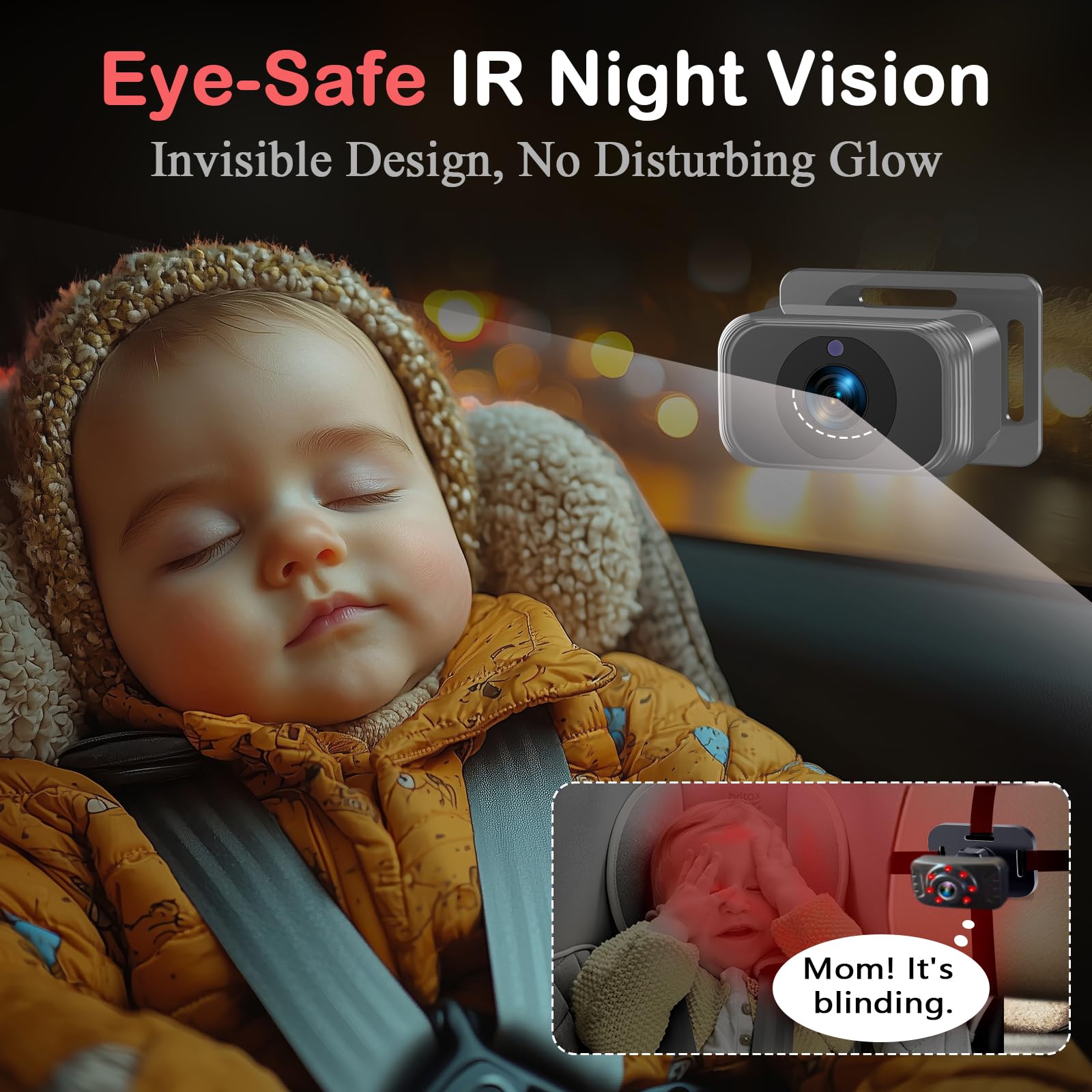 Annadue Dubbele Babyautocamera, 6,86 Inch HD-scherm